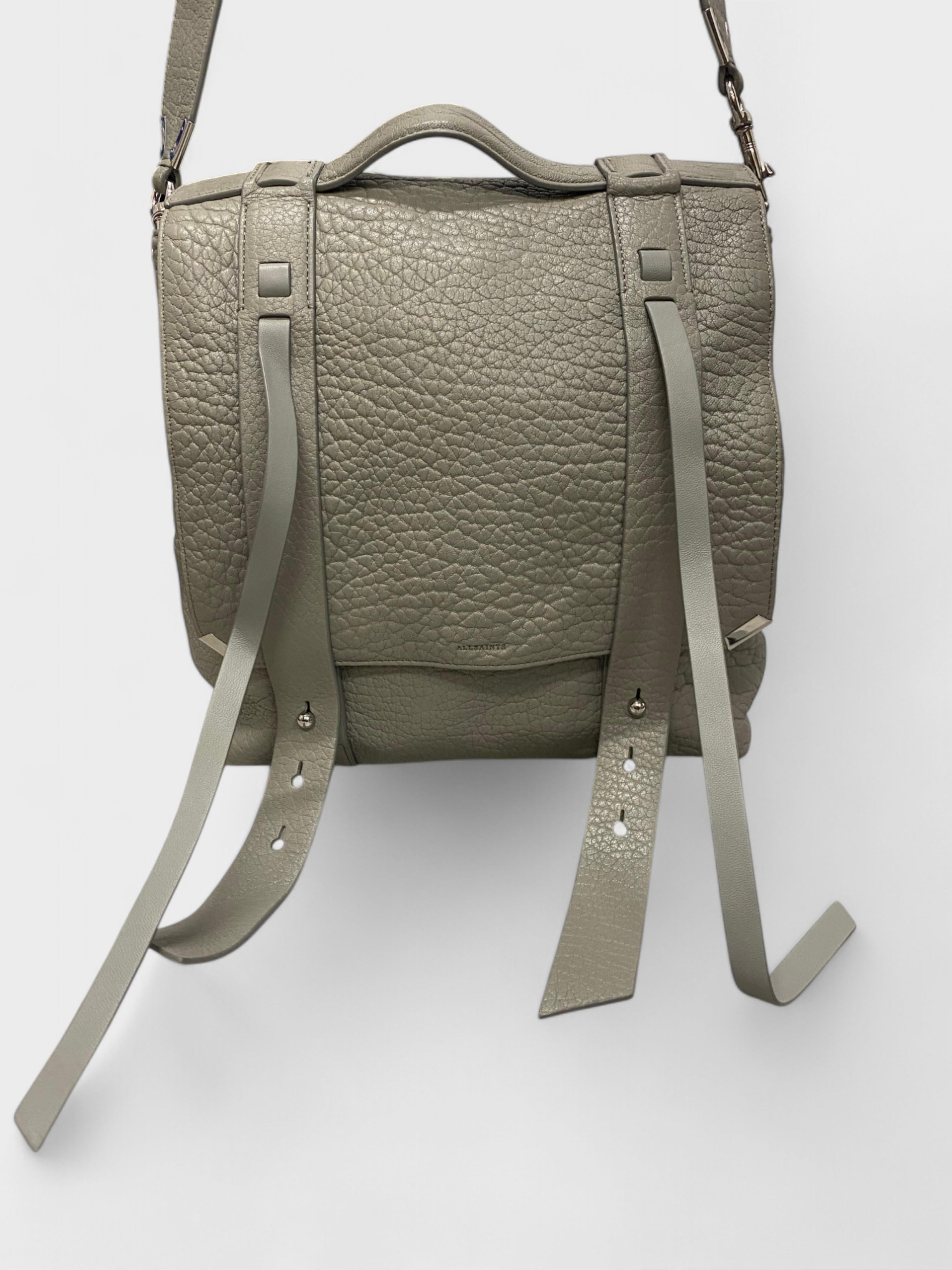 All Saints Leather Stud Details Backpack Grey