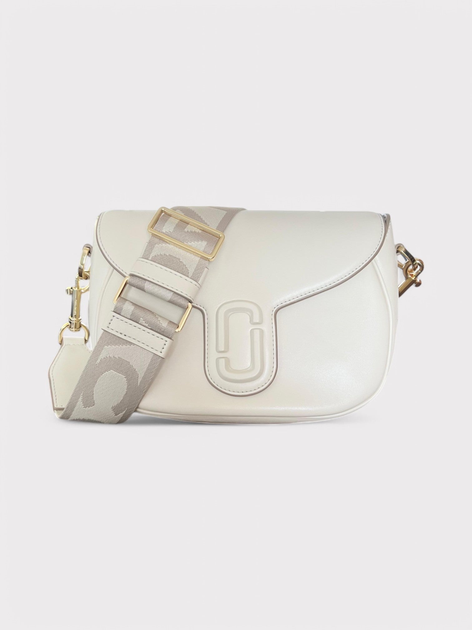 Marc Jacobs Tracolla Saddle Cross Body Bag White Pony