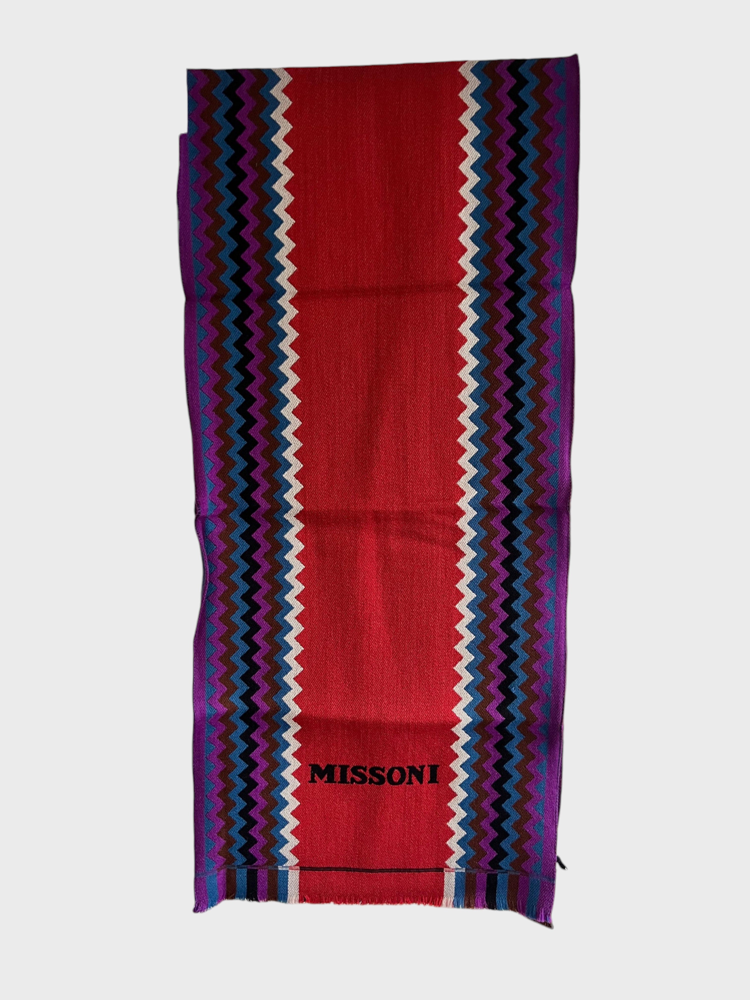 Missoni Wool Zigzag Multi Scarf Red