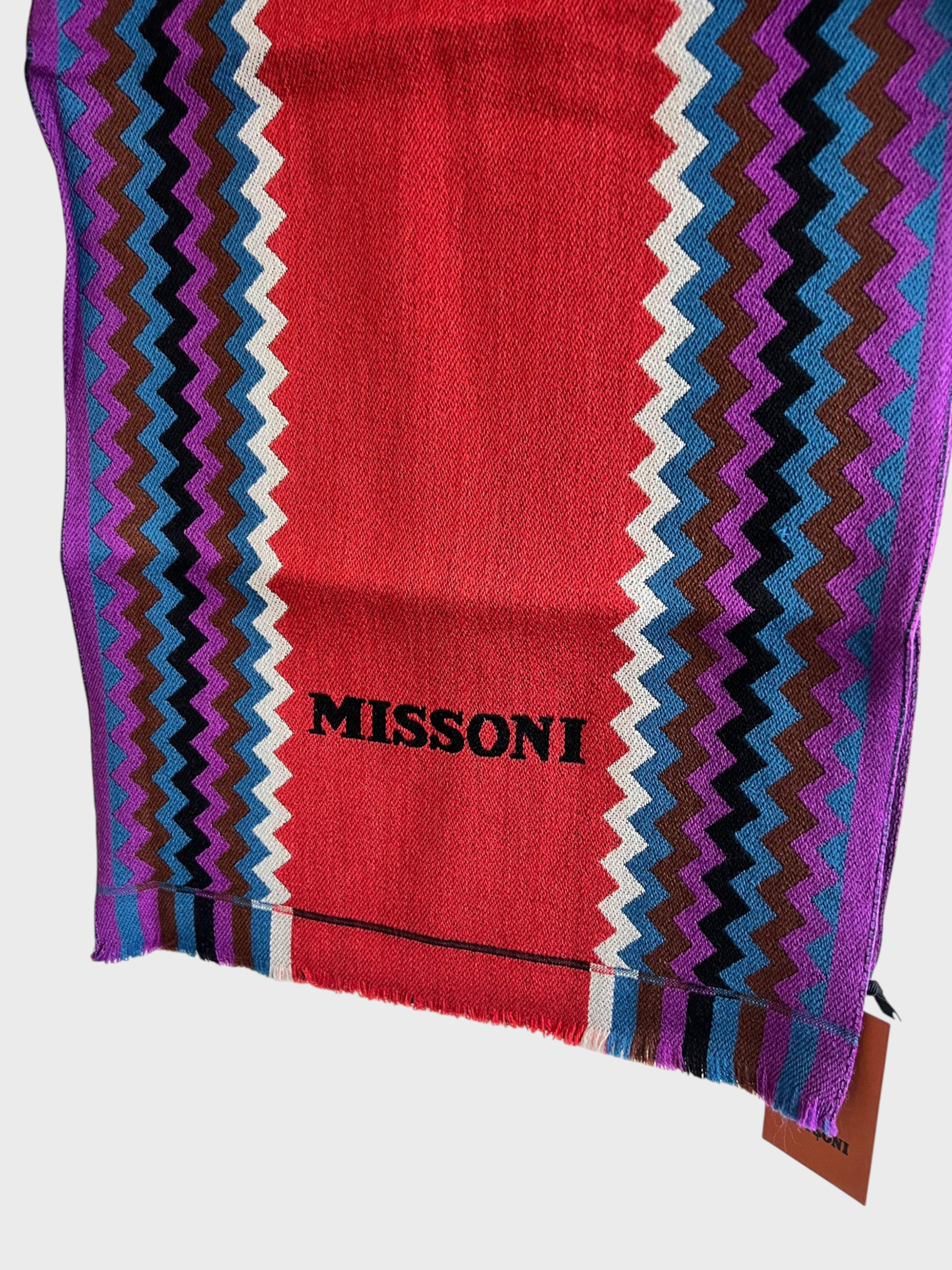 Missoni Wool Zigzag Multi Scarf Red
