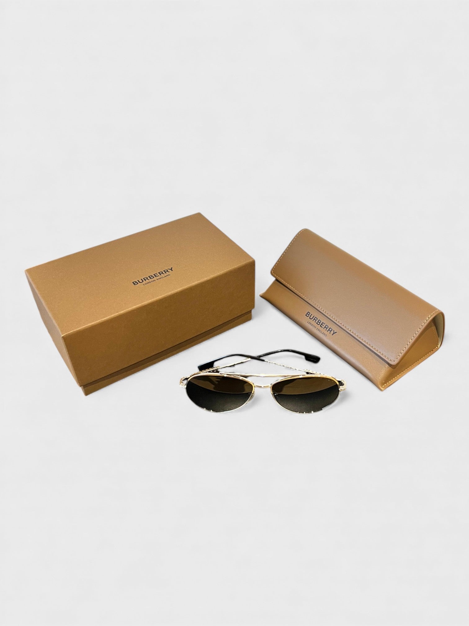 Burberry BE3147 Aviator Glasses Silver Dark Grey