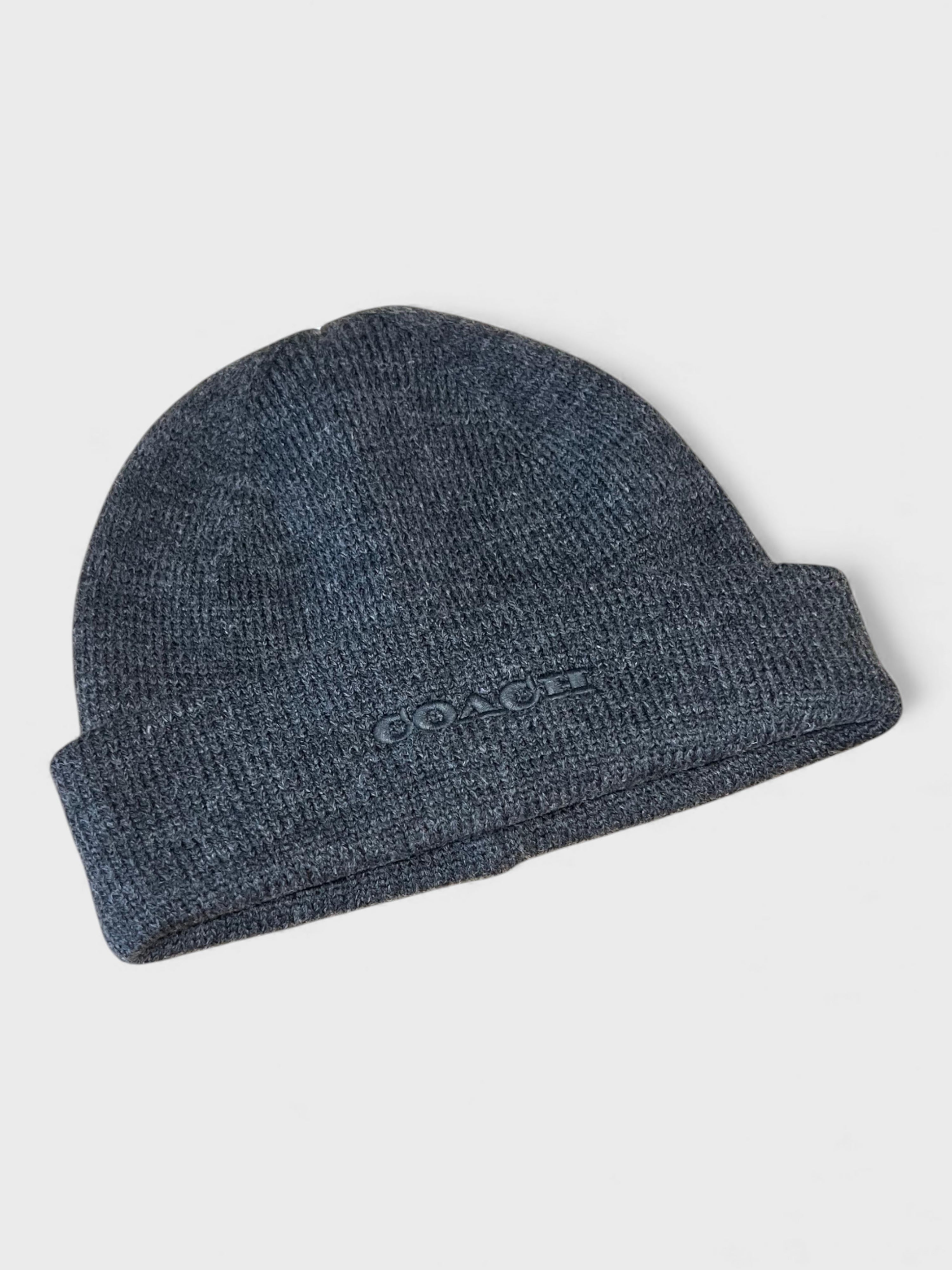 Coach Embroidered Beanie Mens Charcoal Grey