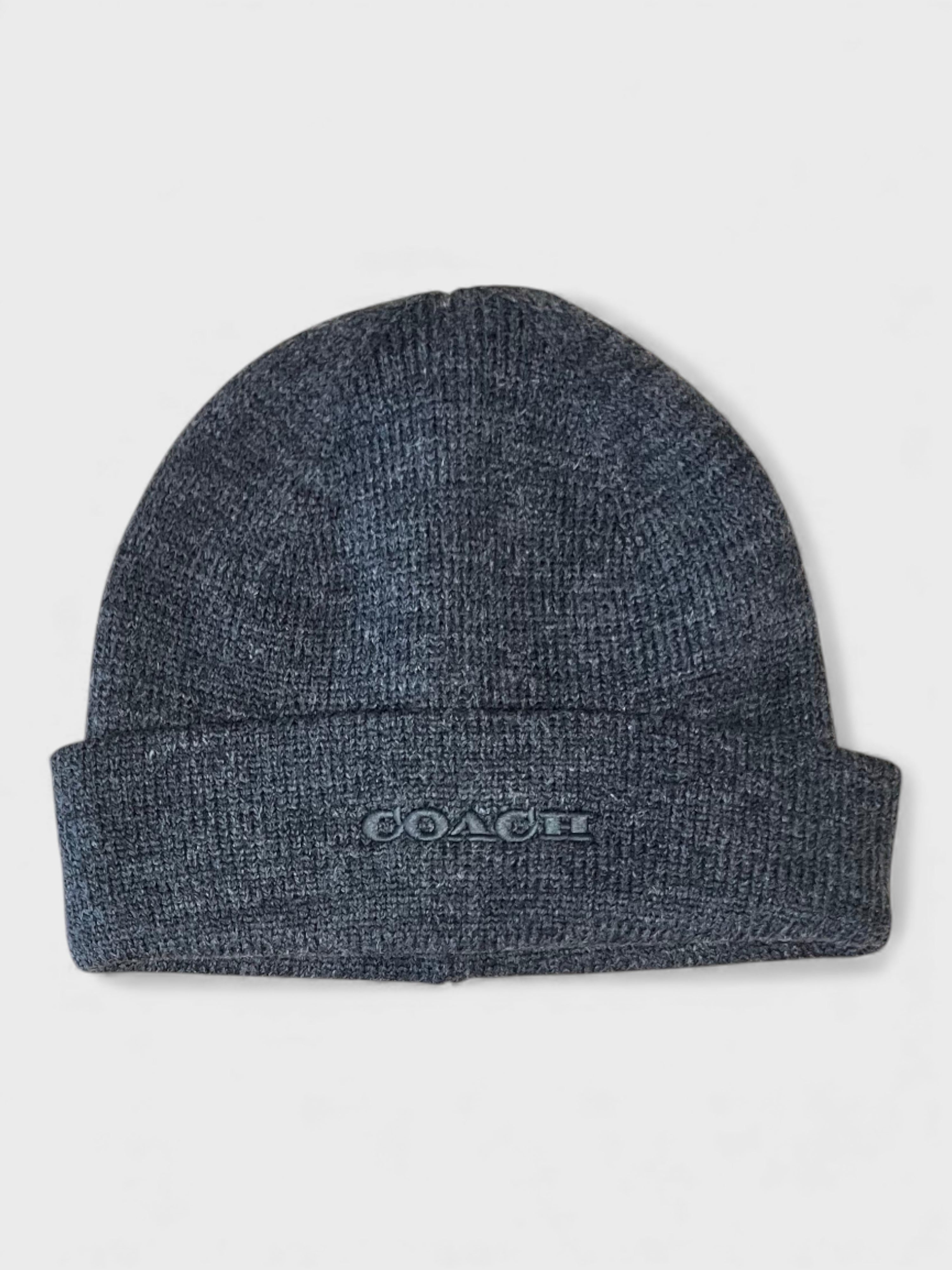 Coach Embroidered Beanie Mens Charcoal Grey