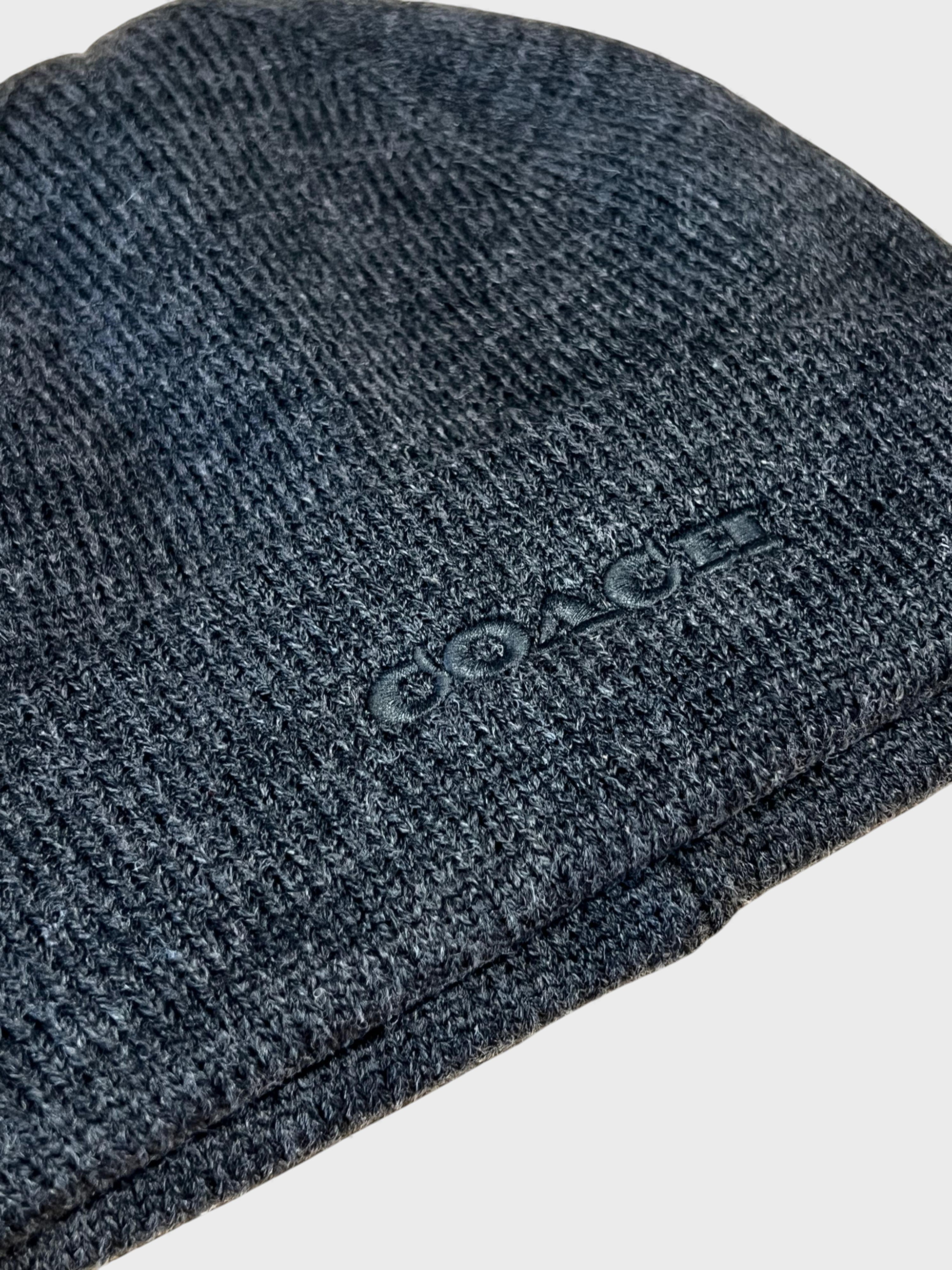 Coach Embroidered Beanie Mens Charcoal Grey
