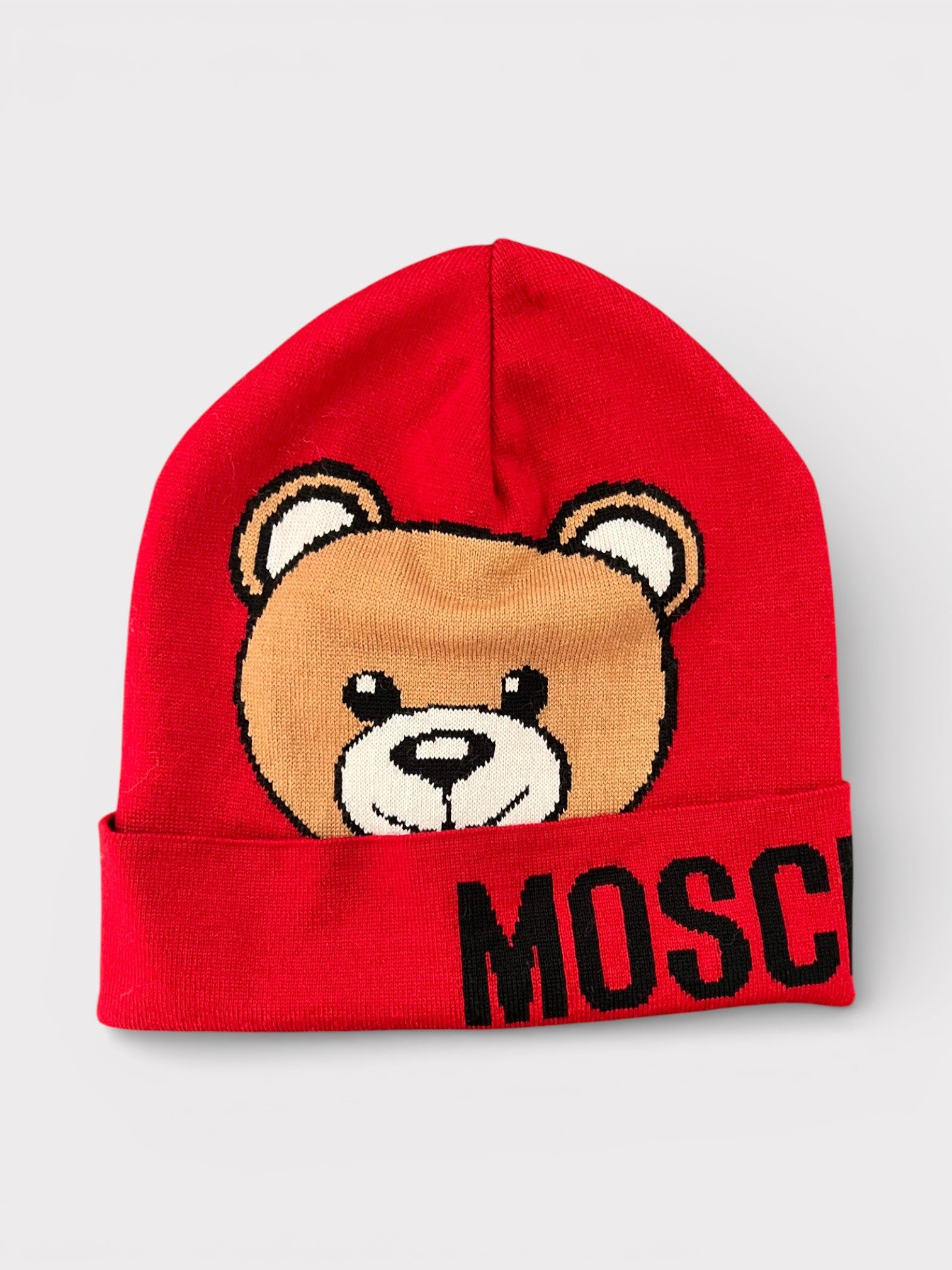 Moschino Bear Logo Beanie Red Wmns