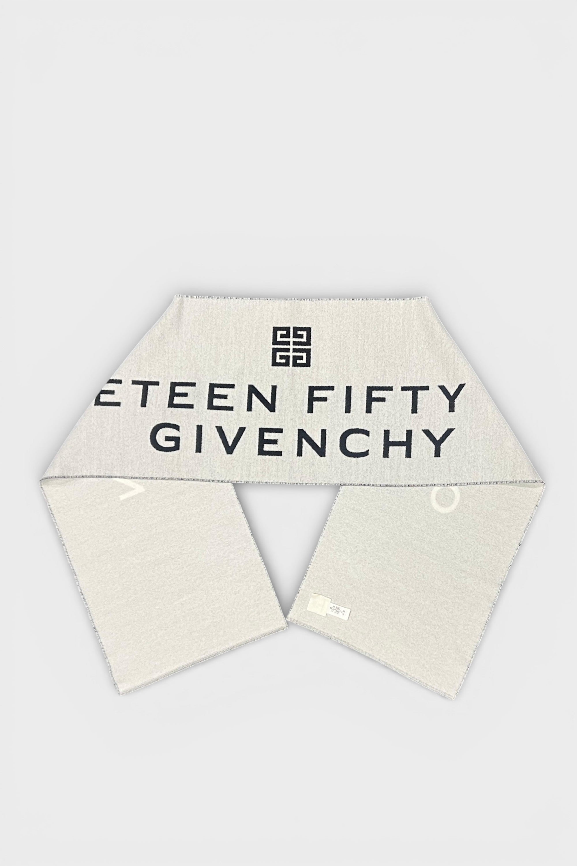 Givenchy Date Logo Print Wool Scarf Grey