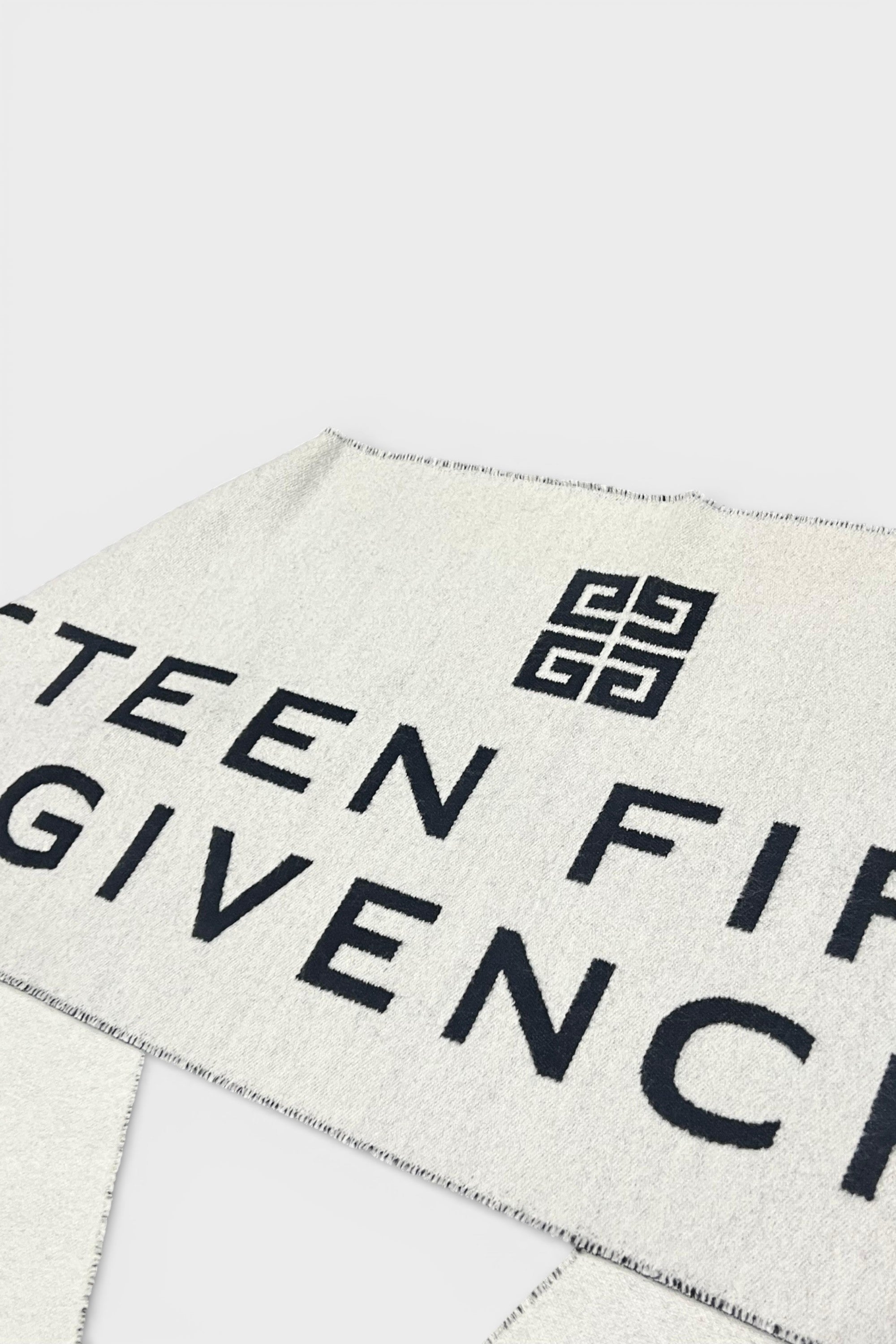 Givenchy Date Logo Print Wool Scarf Grey