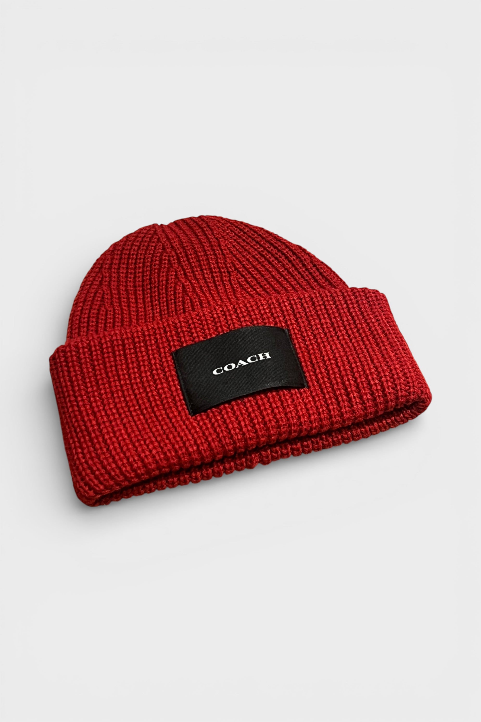 Coach Woven Patch Beanie Cherry Red