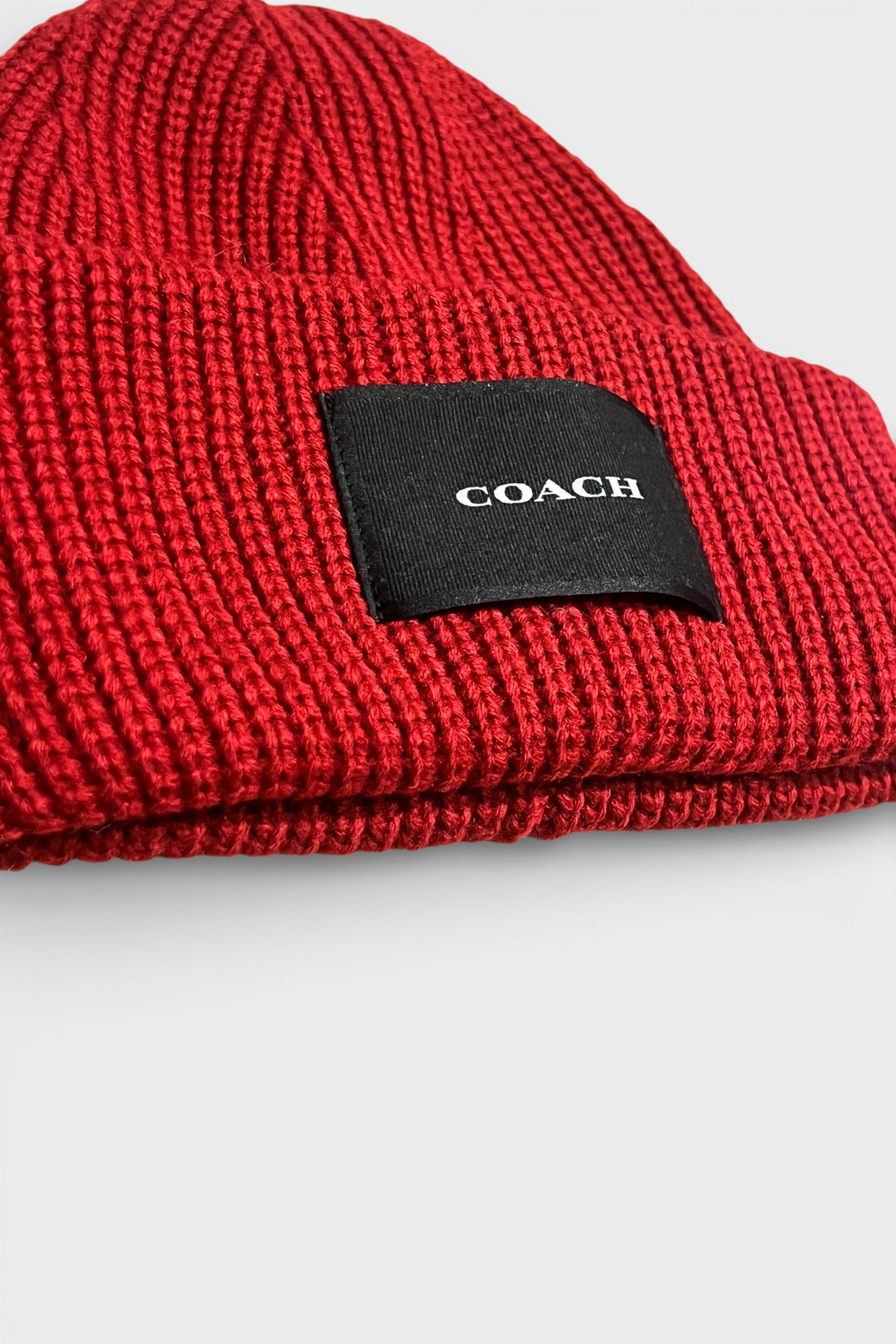 Coach Woven Patch Beanie Cherry Red