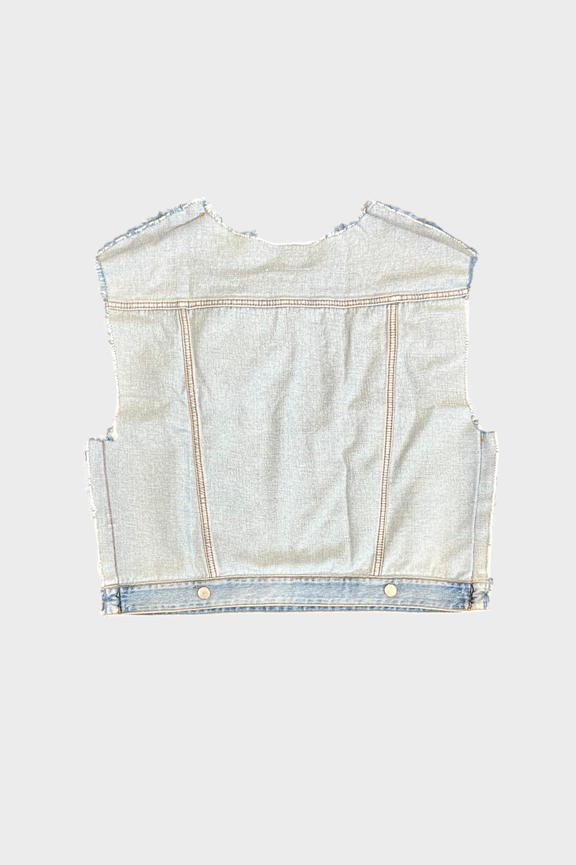 Maison Margiela MM6 Sleeveless Frayed Grey Denim Shirt