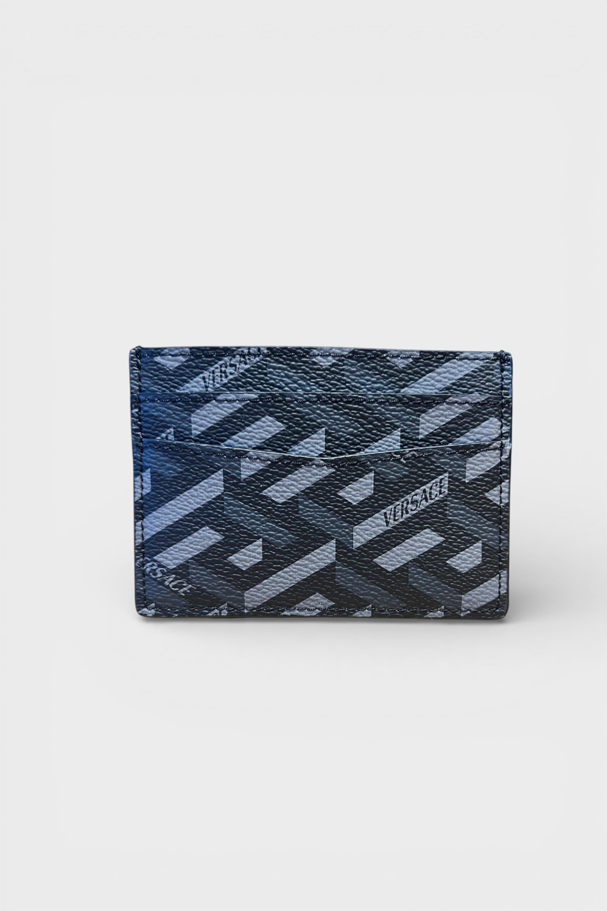 Versace Cardholder Coated Canvas Monoprint Black Grey