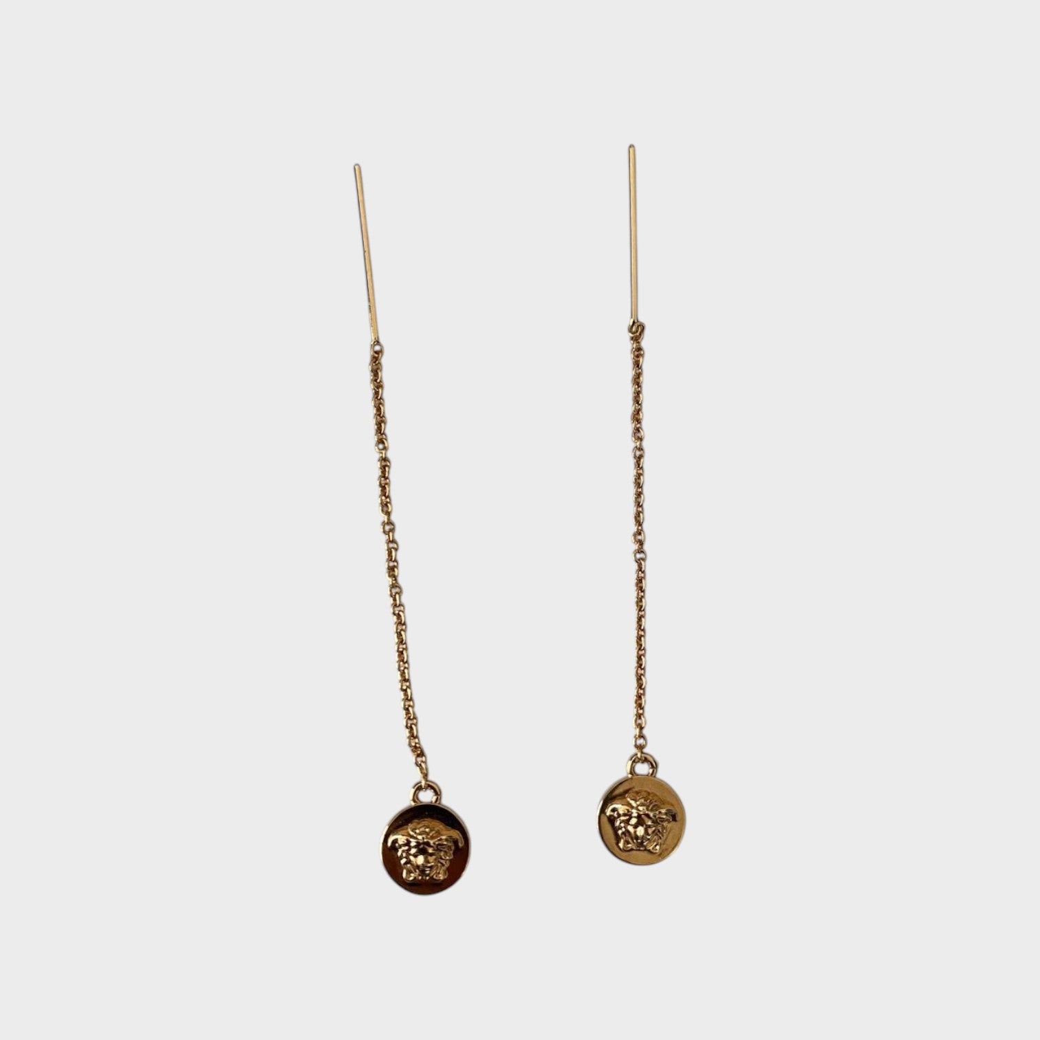 Logo Medusa Head Earrings Metal Gold Tone
