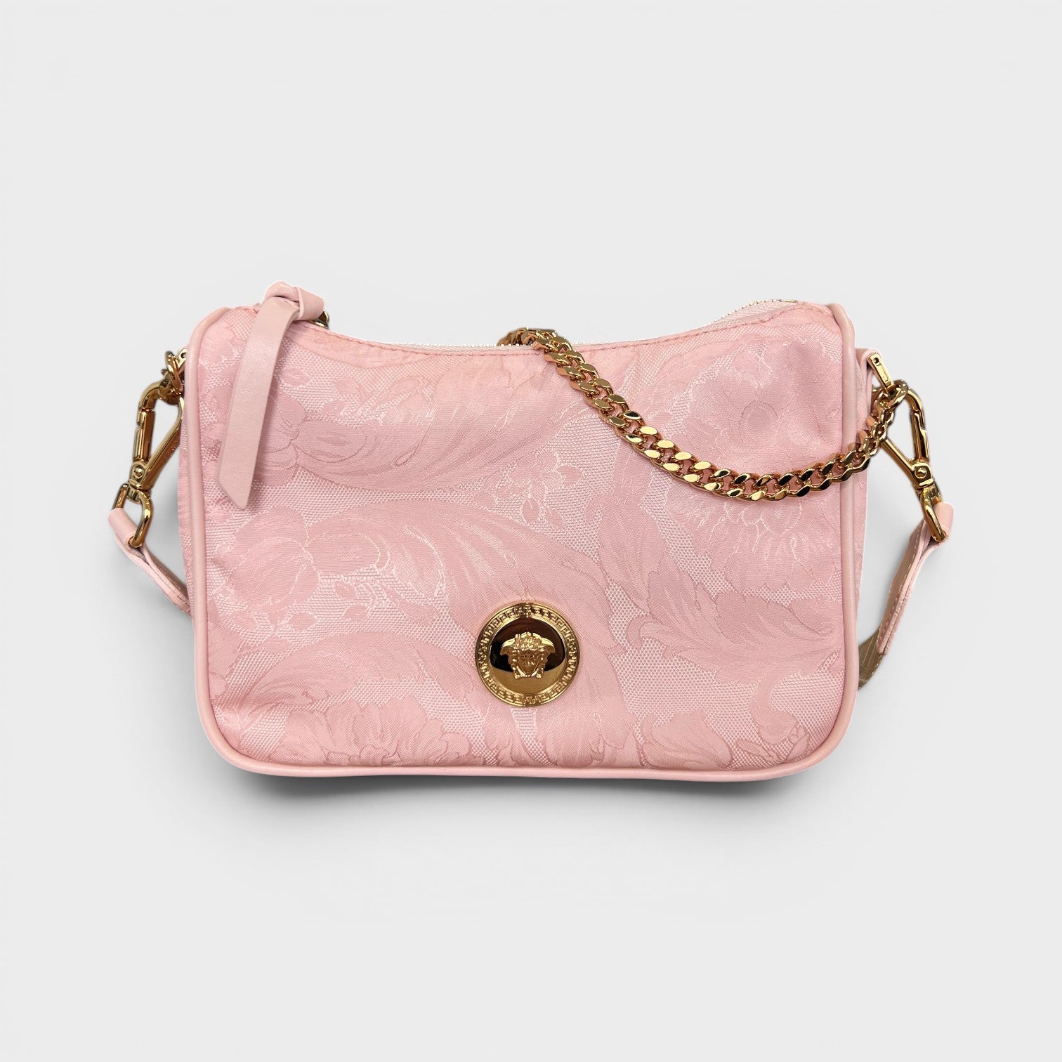 Hobo Medusa Logo Floral Shoulder Bag Pink