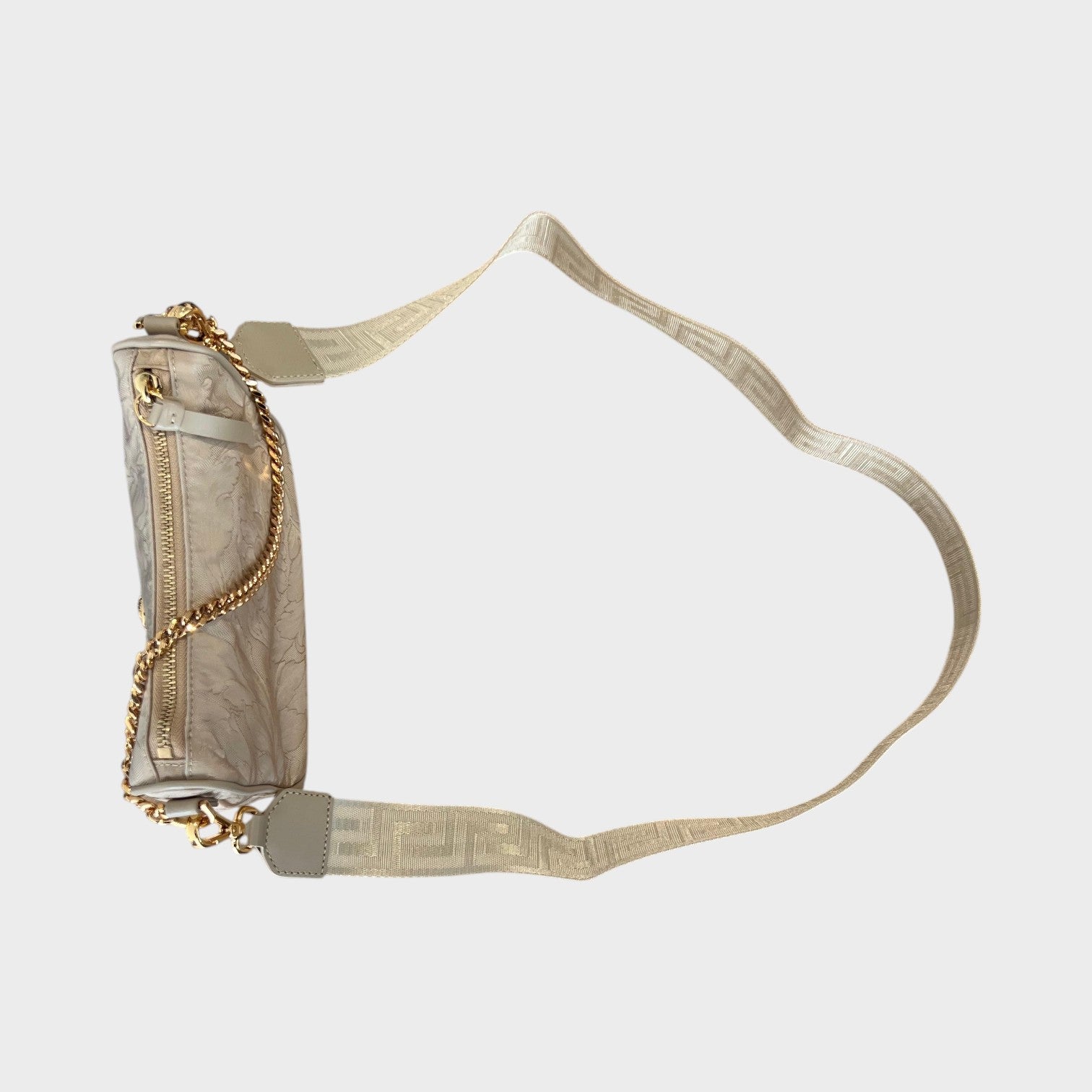 Hobo Medusa Floral Shoulder Bag Beige