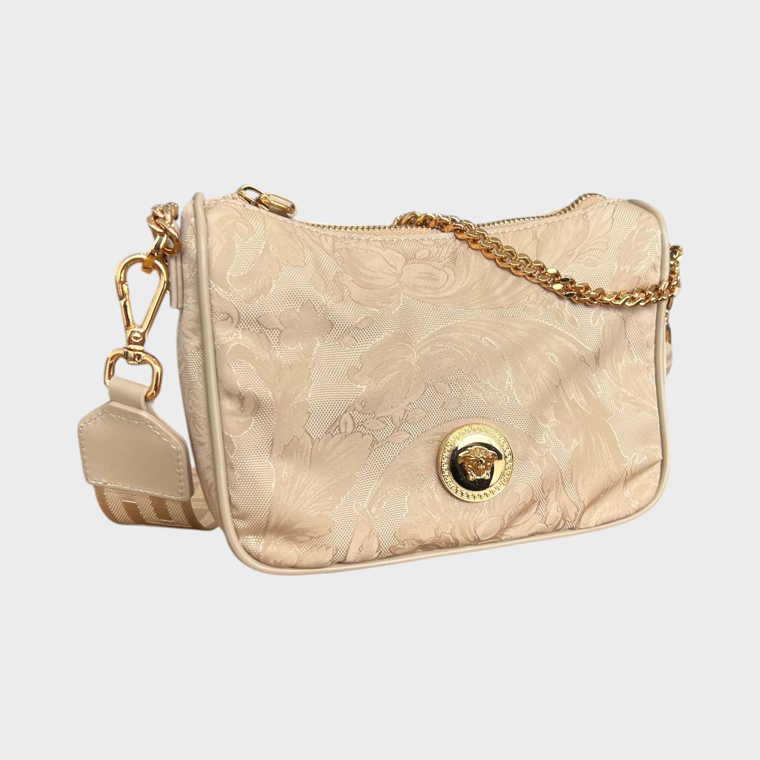 Hobo Medusa Floral Shoulder Bag Beige