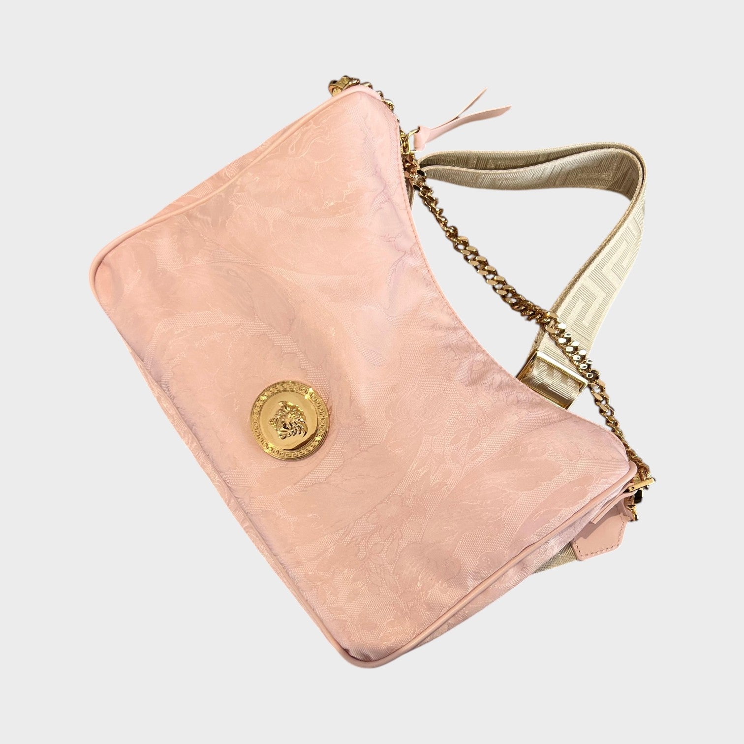 Hobo Medusa Head Floral Large Shoulder Bag Pink