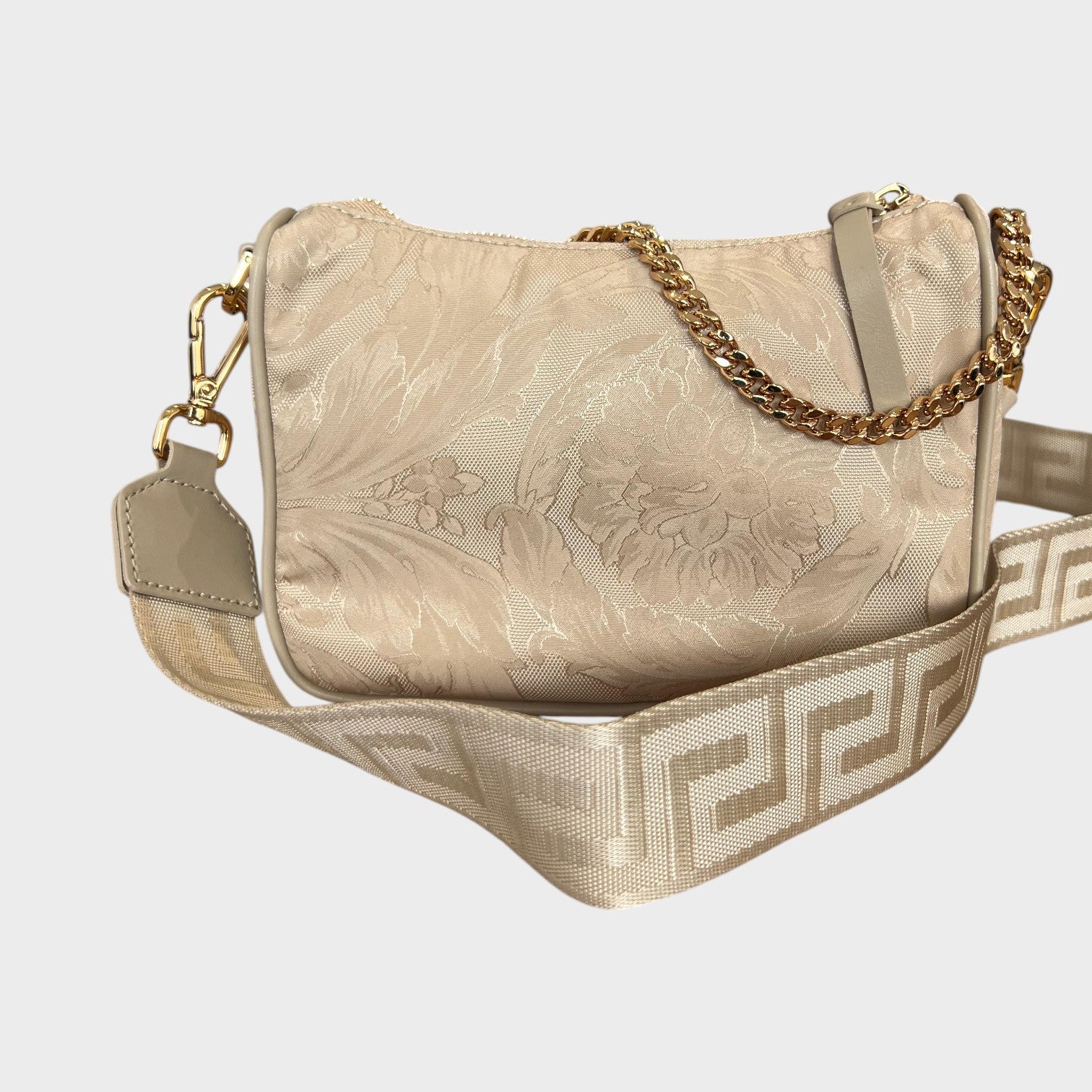 Hobo Medusa Floral Shoulder Bag Beige