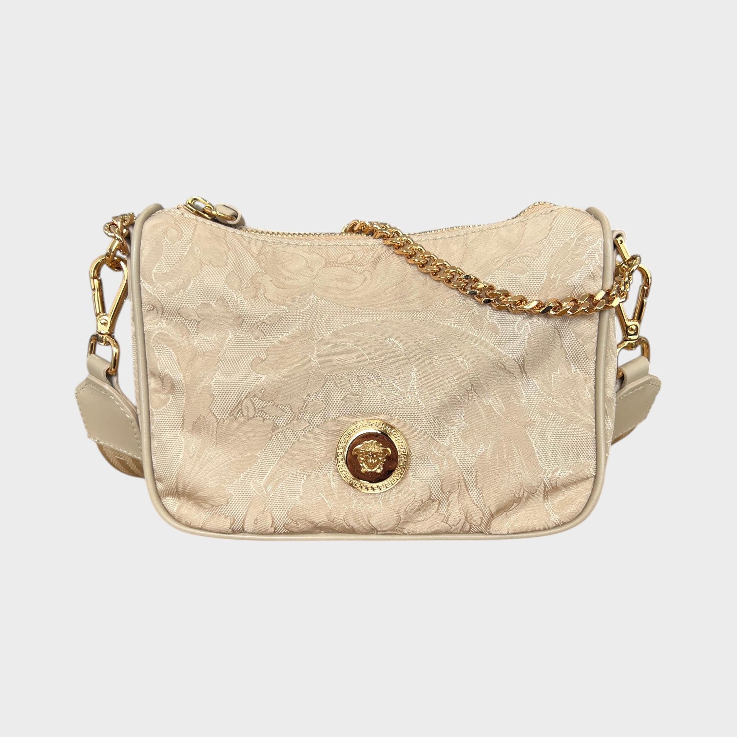 Hobo Medusa Floral Shoulder Bag Beige