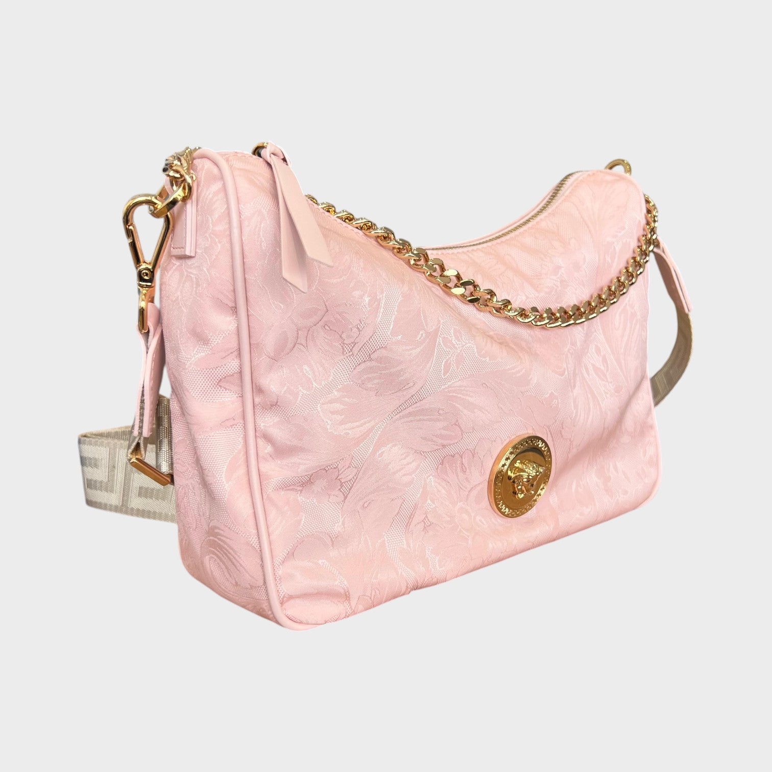 Hobo Medusa Head Floral Large Shoulder Bag Pink