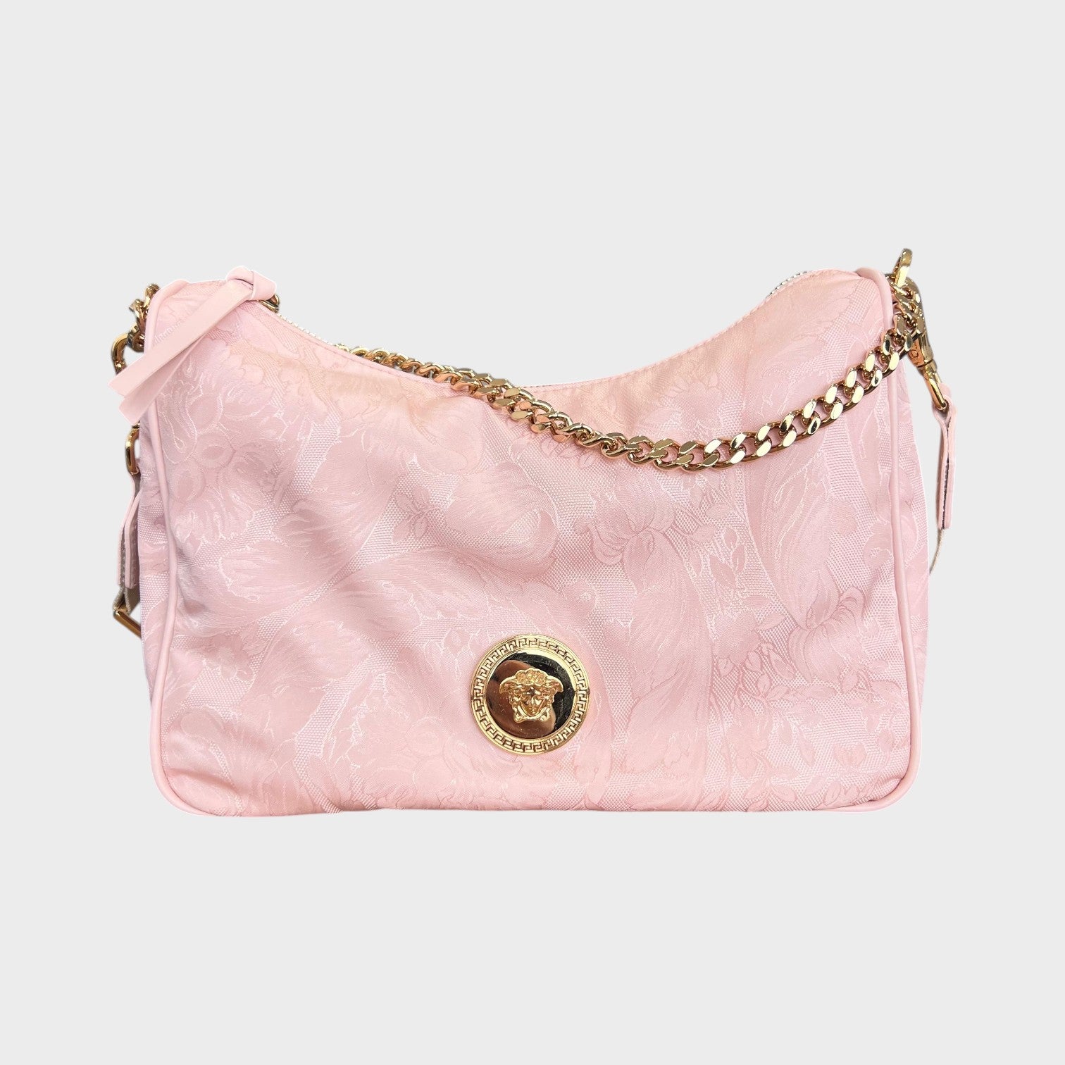 Hobo Medusa Head Floral Large Shoulder Bag Pink