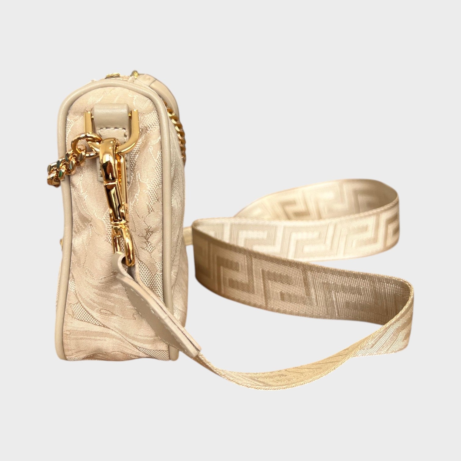 Hobo Medusa Floral Shoulder Bag Beige