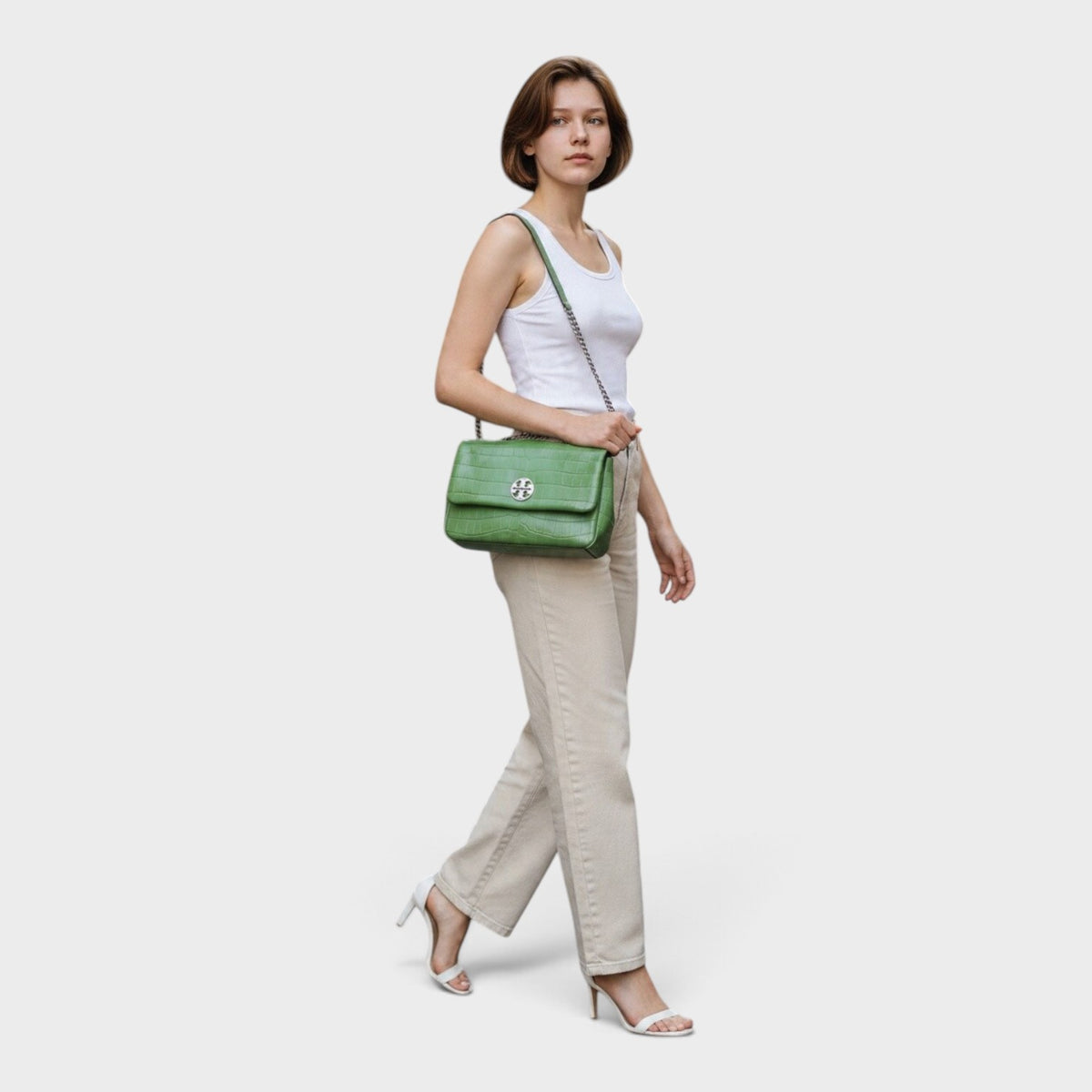 Willa Embossed Small Shoulder Bag Green