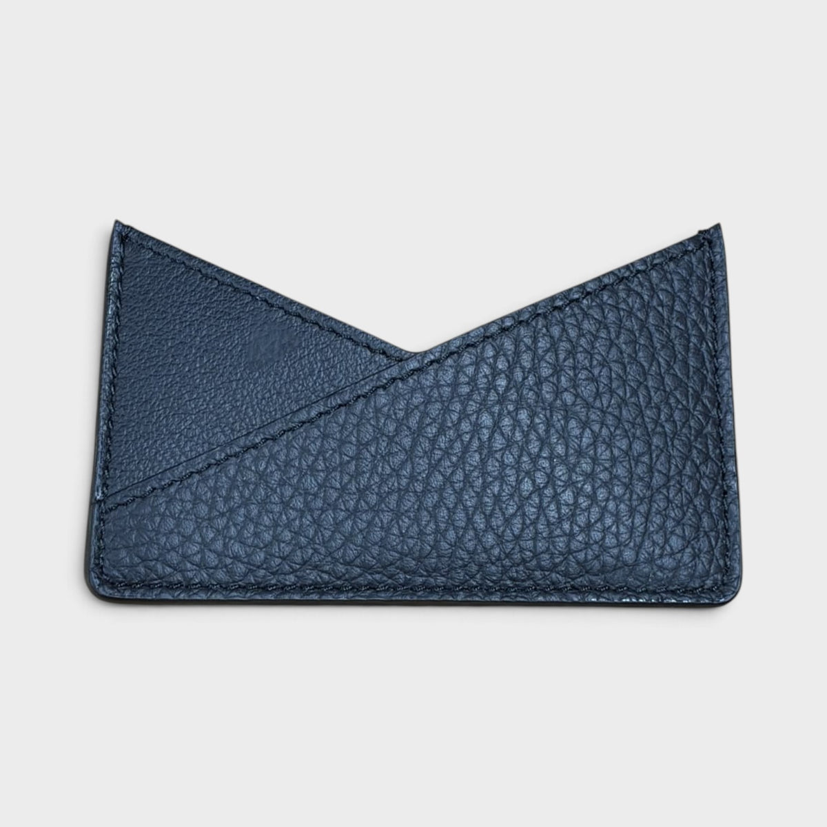 MM6 Leather V-Shape Card Holder Black Pebbled