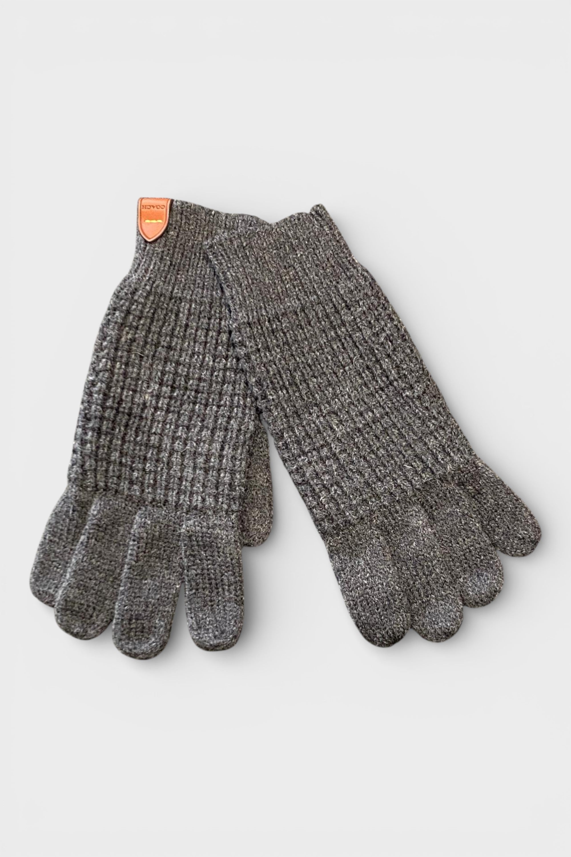 Coach Waffle Beanie Hat, Scarf & Glove Set Charcoal