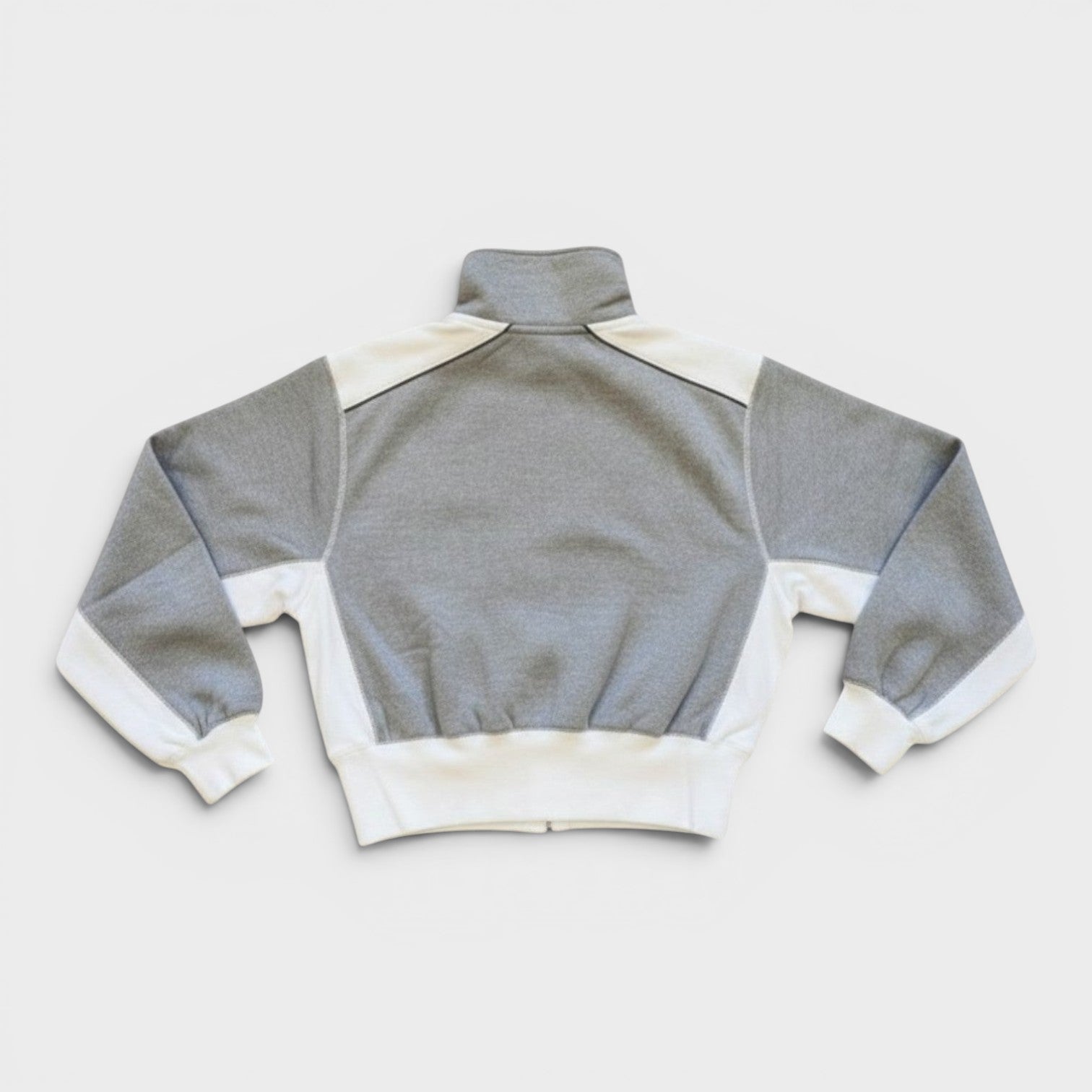 Quarter Zip Pullover Sweatshirt Grey White