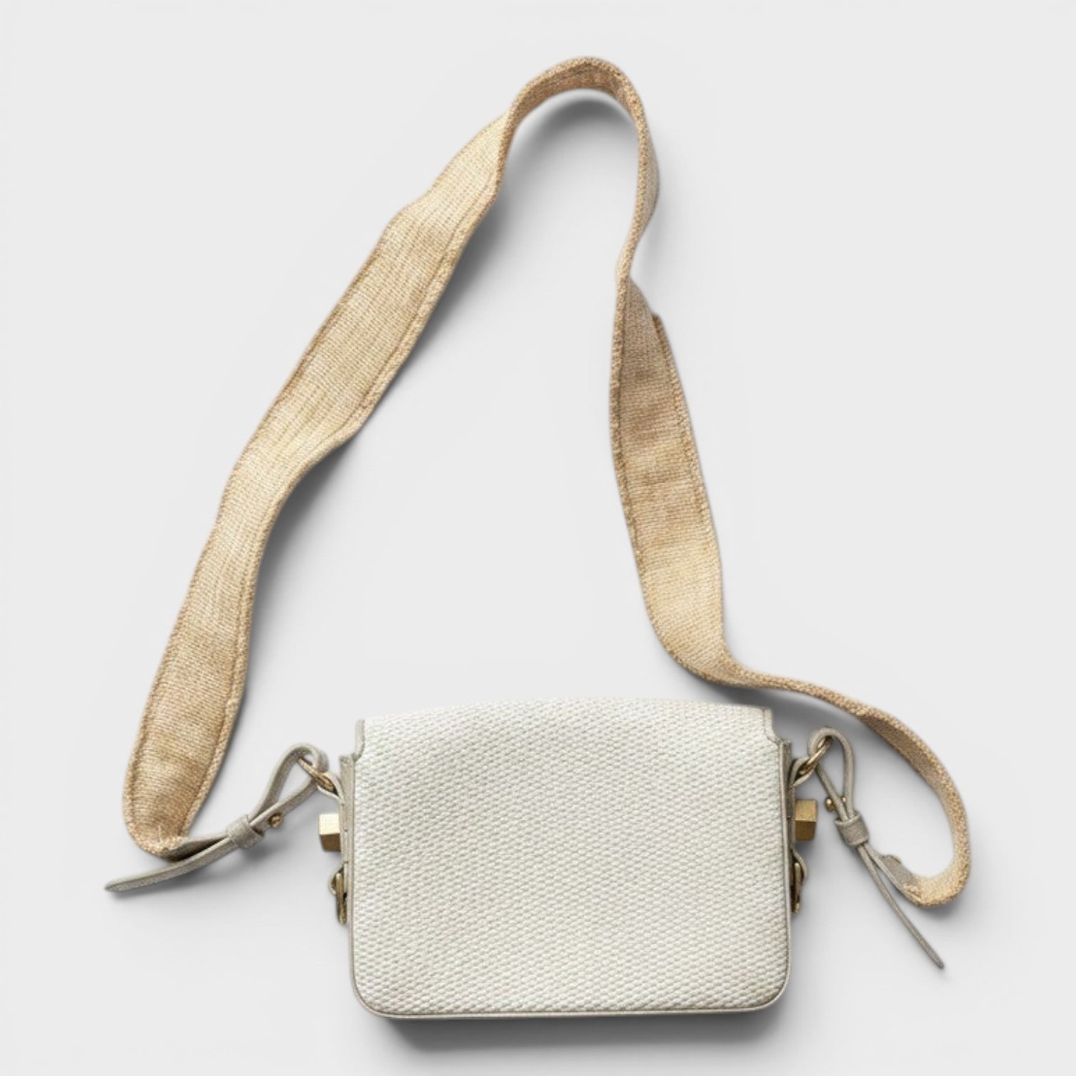 SMR Rafia Mini Flap Bag Beige