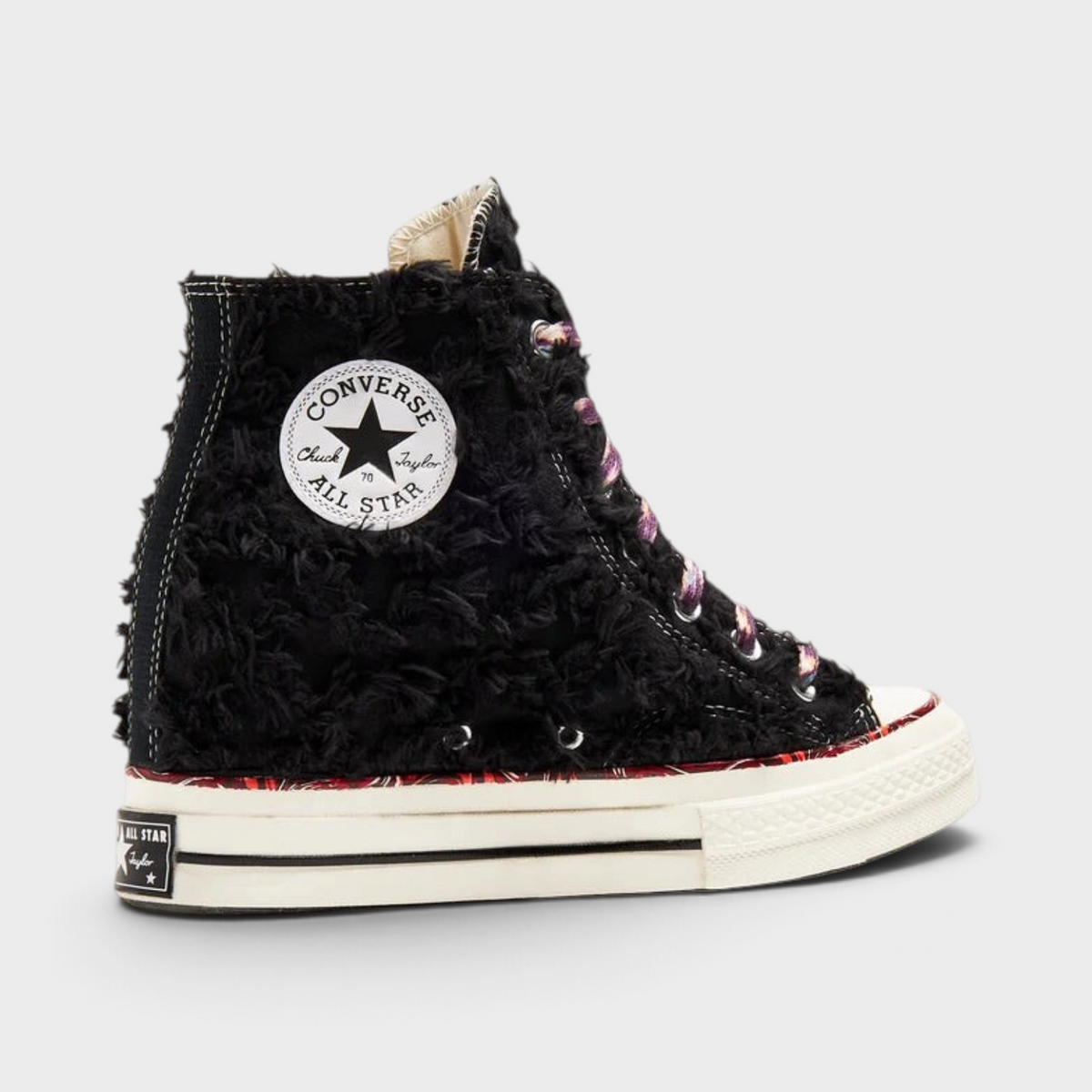 Supplied Fashion x Isabel Marant Chuck 70 high-top wedge sneakers in black frayed canvas with patterned laces