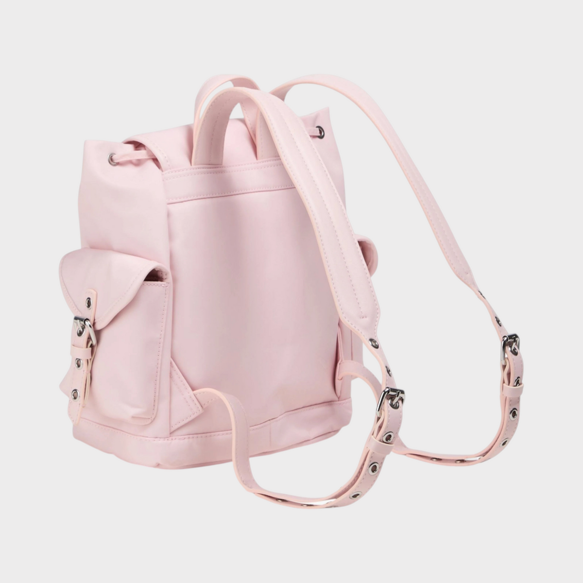 Supplied Fashion Ganni Bucky Shell Backpack in chalk pink with adjustable straps and side pockets