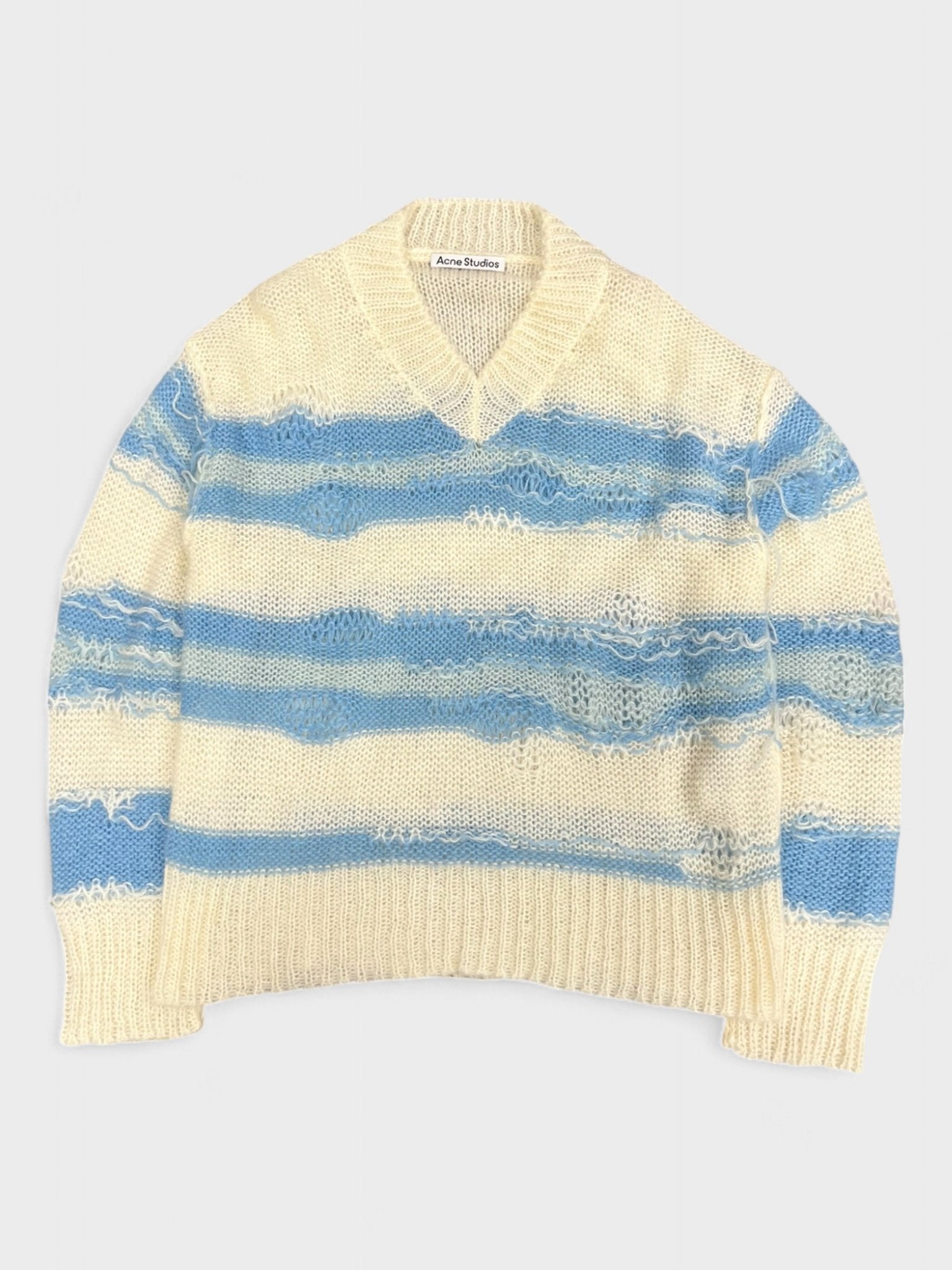 Acne Studios Distressed Mohair Knit Sweater White / Blue - Supplied FashionAcne Studios