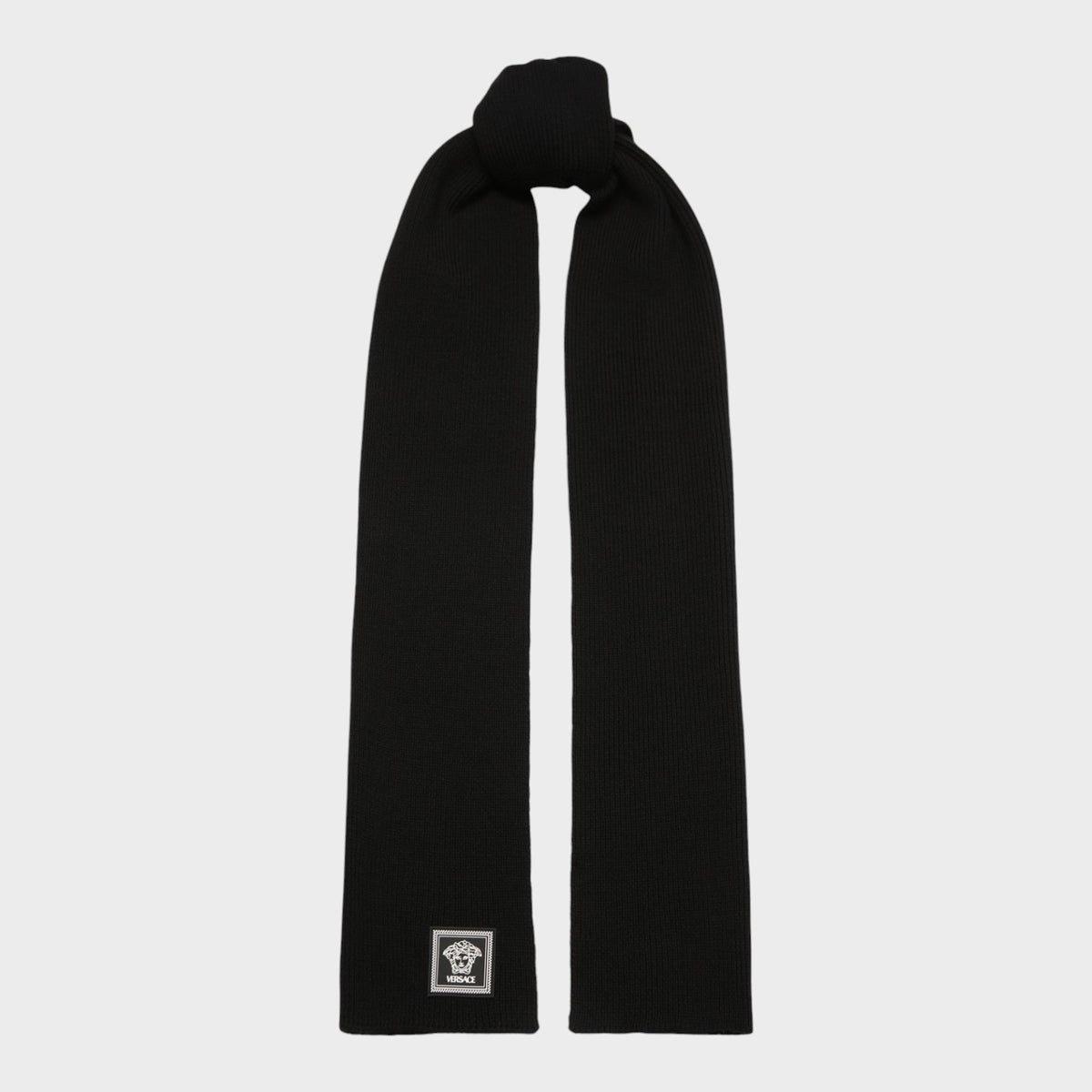 Medusa Logo Knit Scarf Black