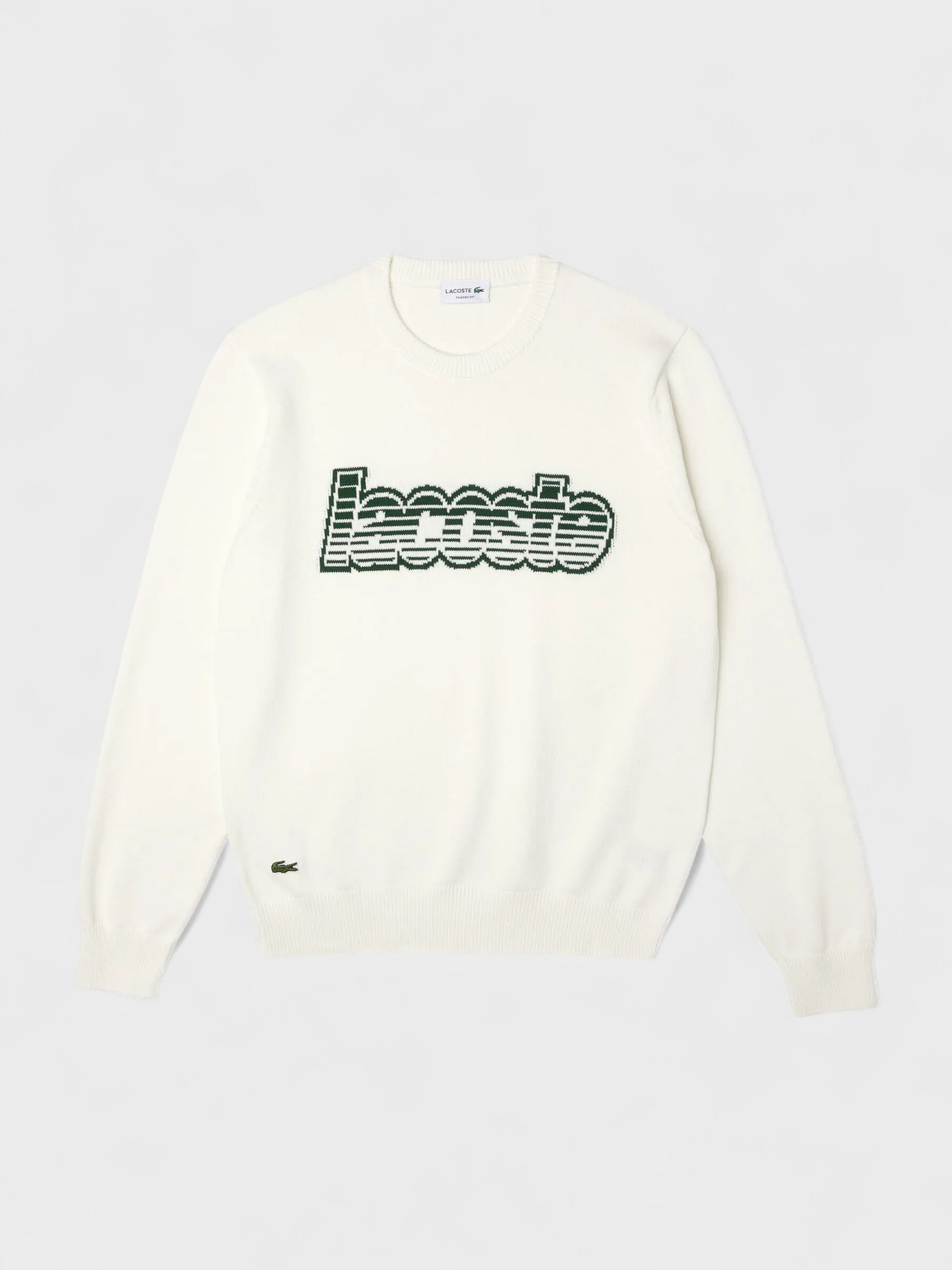 Lacoste Round Neck Sweater White Green