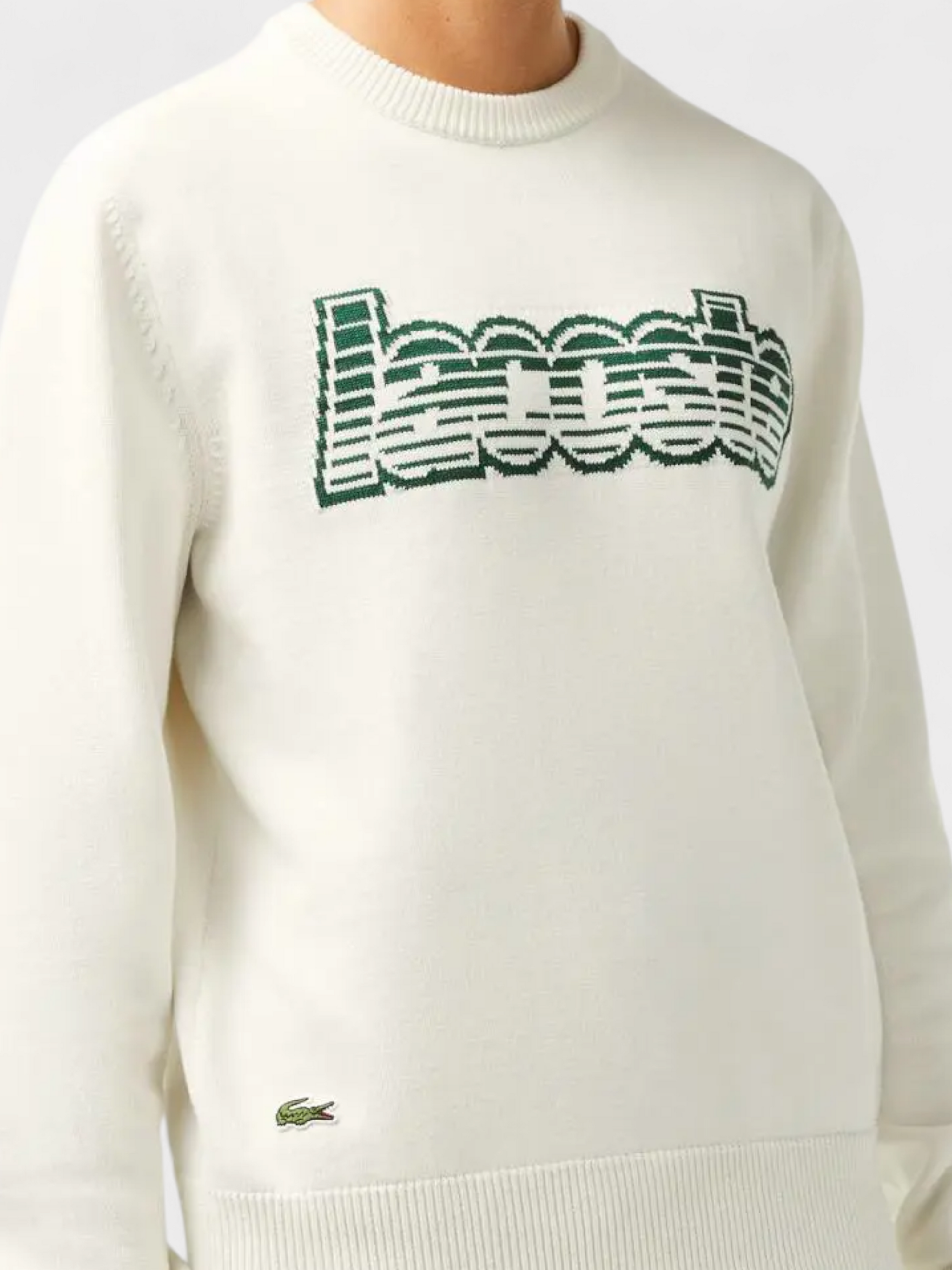 Lacoste Round Neck Sweater White Green