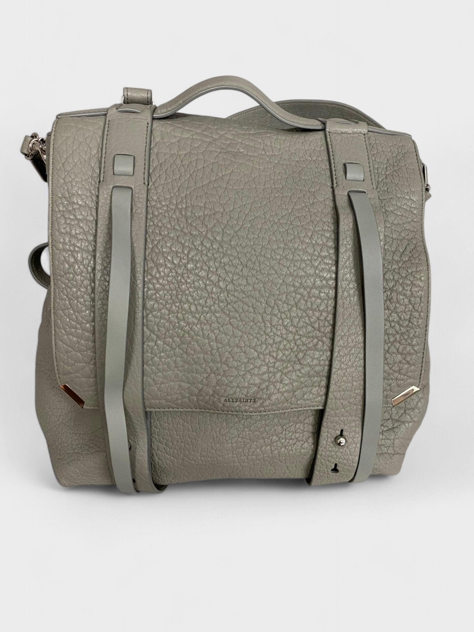 All Saints Leather Stud Details Backpack Grey - Supplied FashionAll Saints