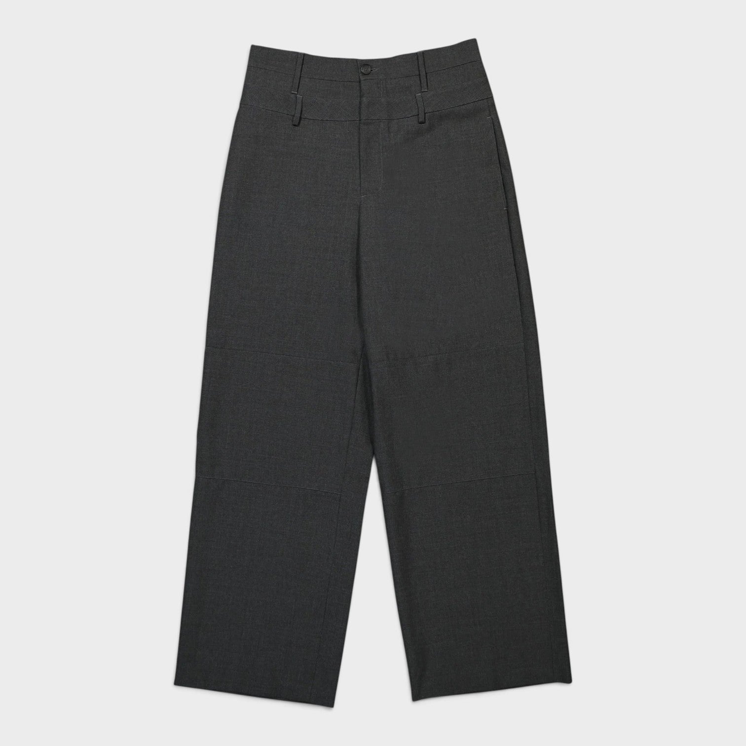 High Waisted Double Belted Wide Leg Trousers Grey