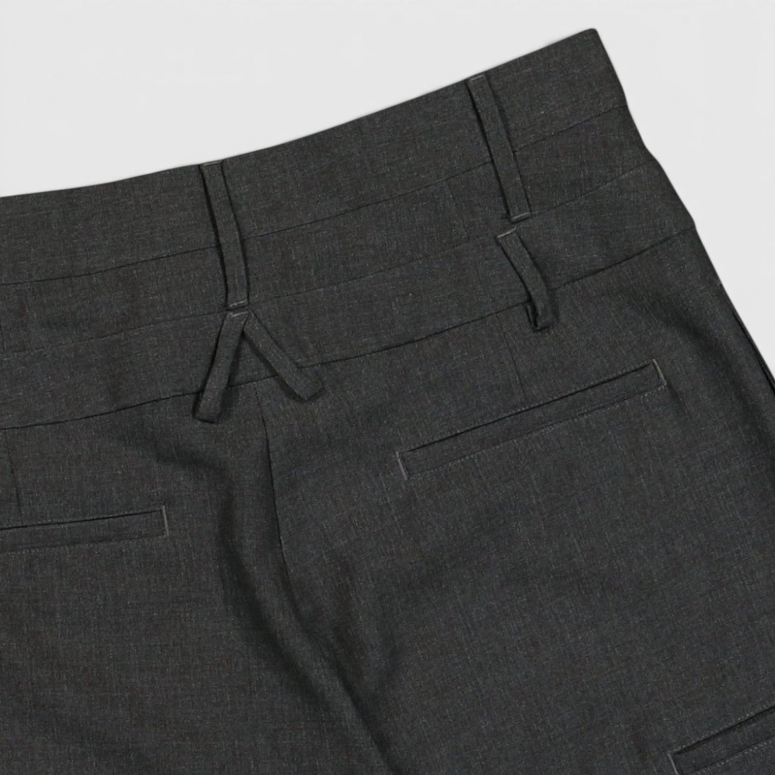 High Waisted Double Belted Wide Leg Trousers Grey