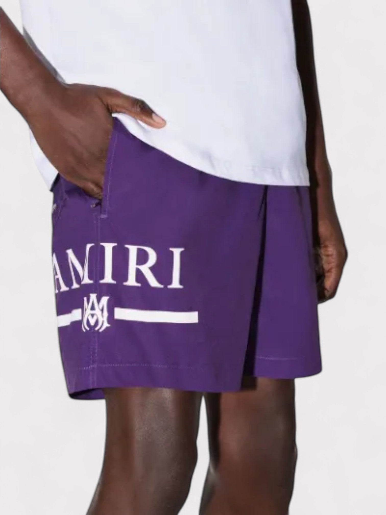 Amiri MA Bar Logo Swim Trunks Purple - Supplied FashionAmiri
