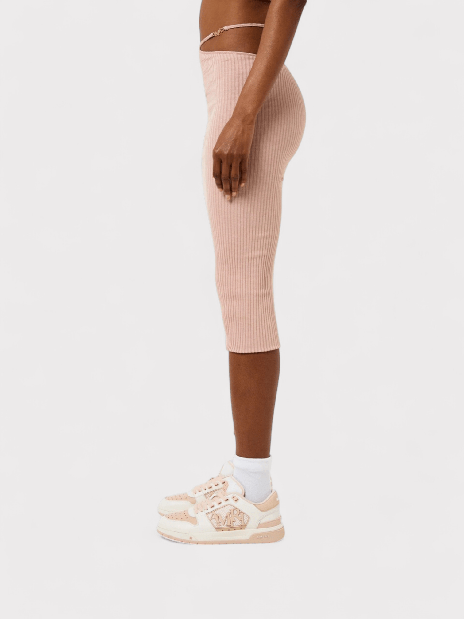 Amiri Ribbed Staggered Midi Skirt Pink - Supplied FashionAmiri