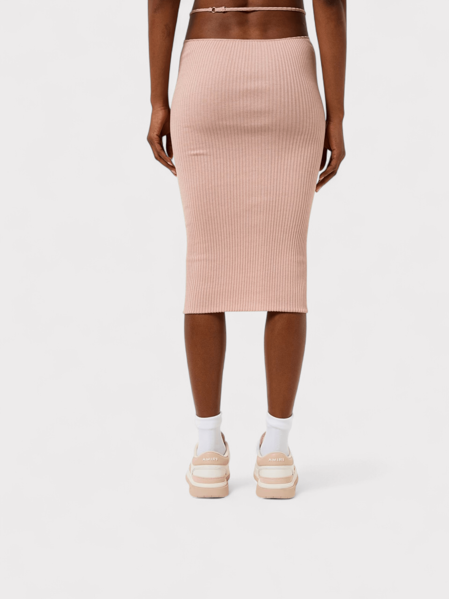 Amiri Ribbed Staggered Midi Skirt Pink - Supplied FashionAmiri