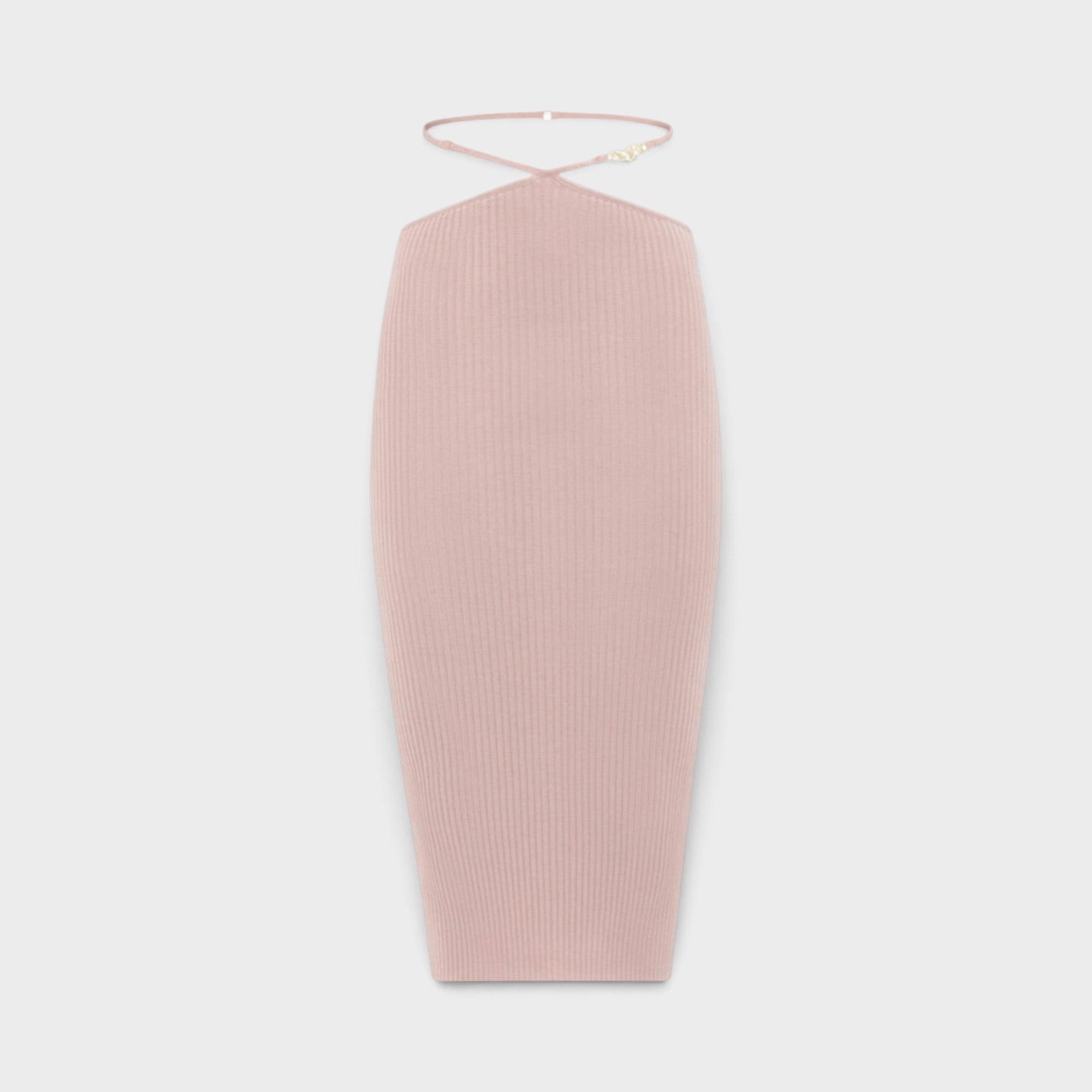 Ribbed Staggered Midi Skirt Pink