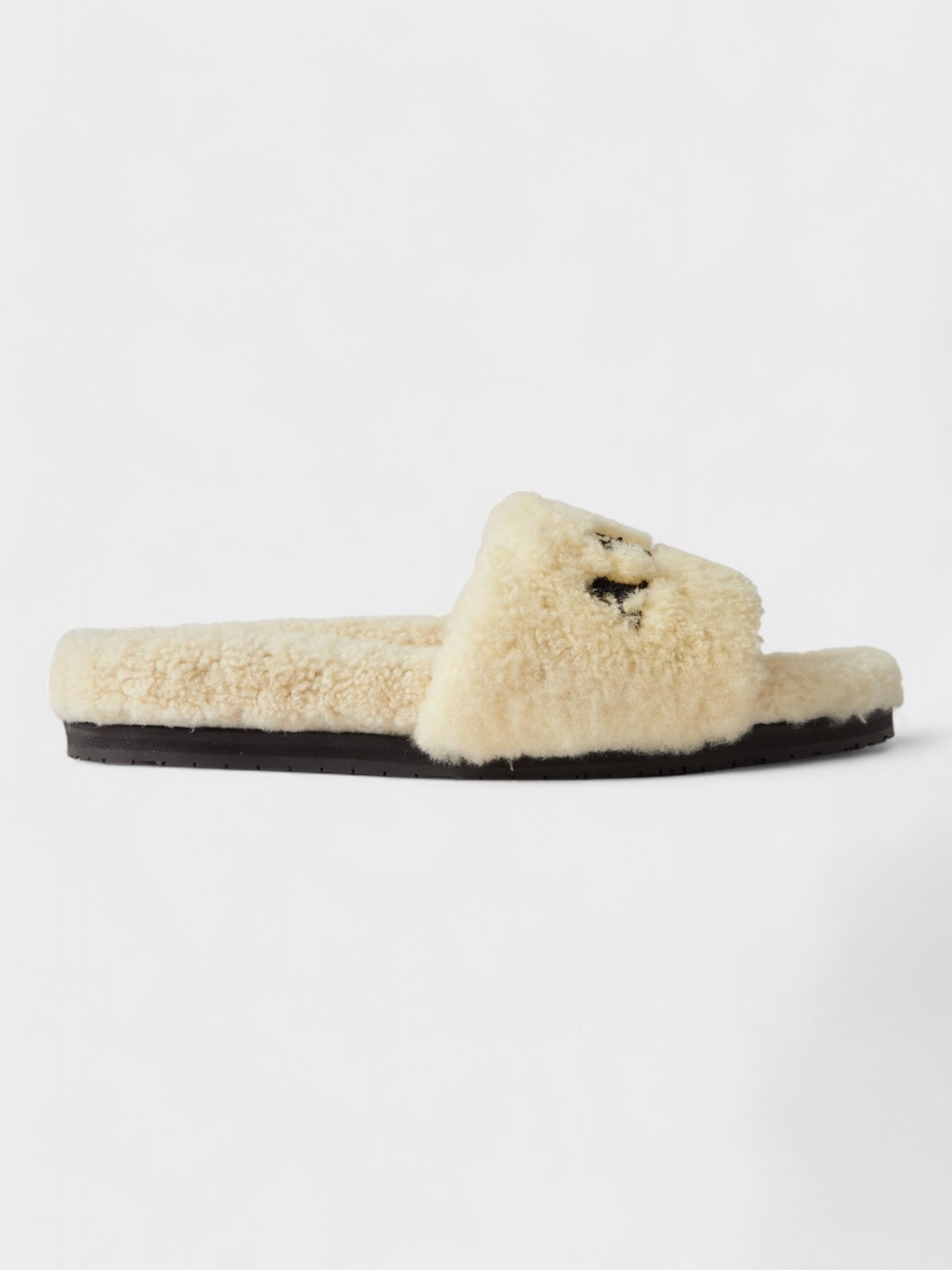 Amiri Shearling Fur Logo Slippers Beige - Supplied FashionAmiri