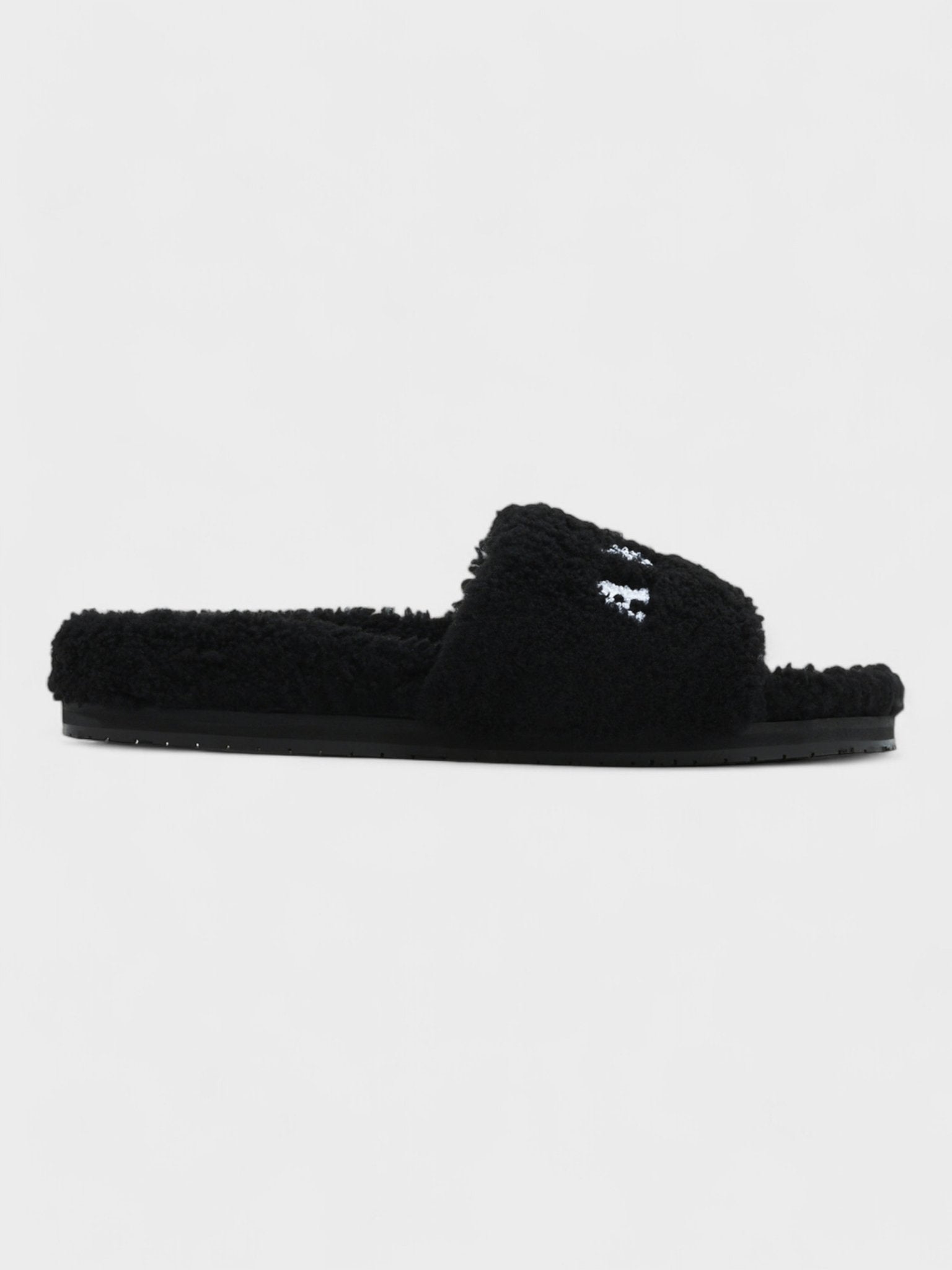 Amiri Shearling Fur Logo Slippers Black - Supplied FashionAmiri