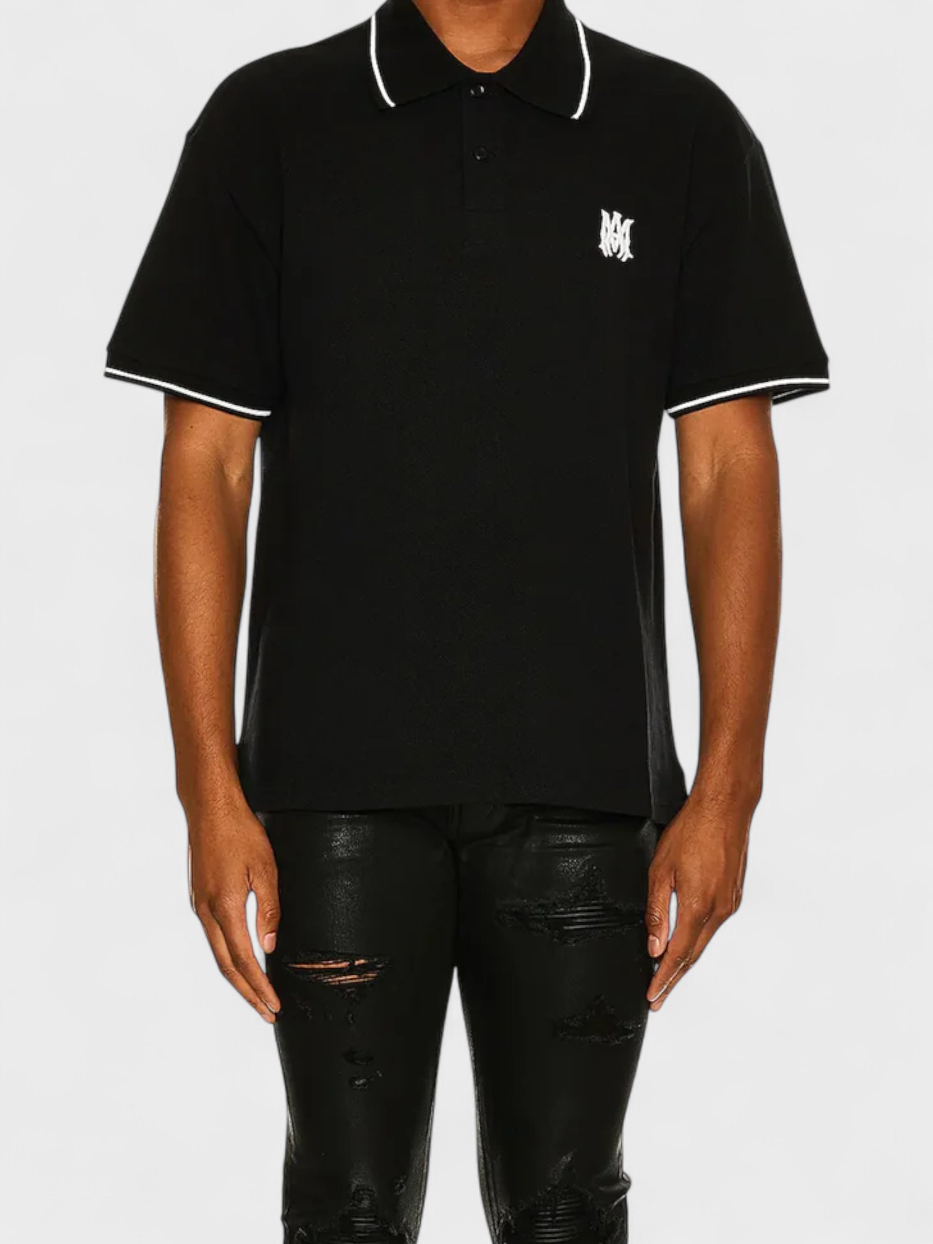 Amiri Solid Short Sleeve Polo Black