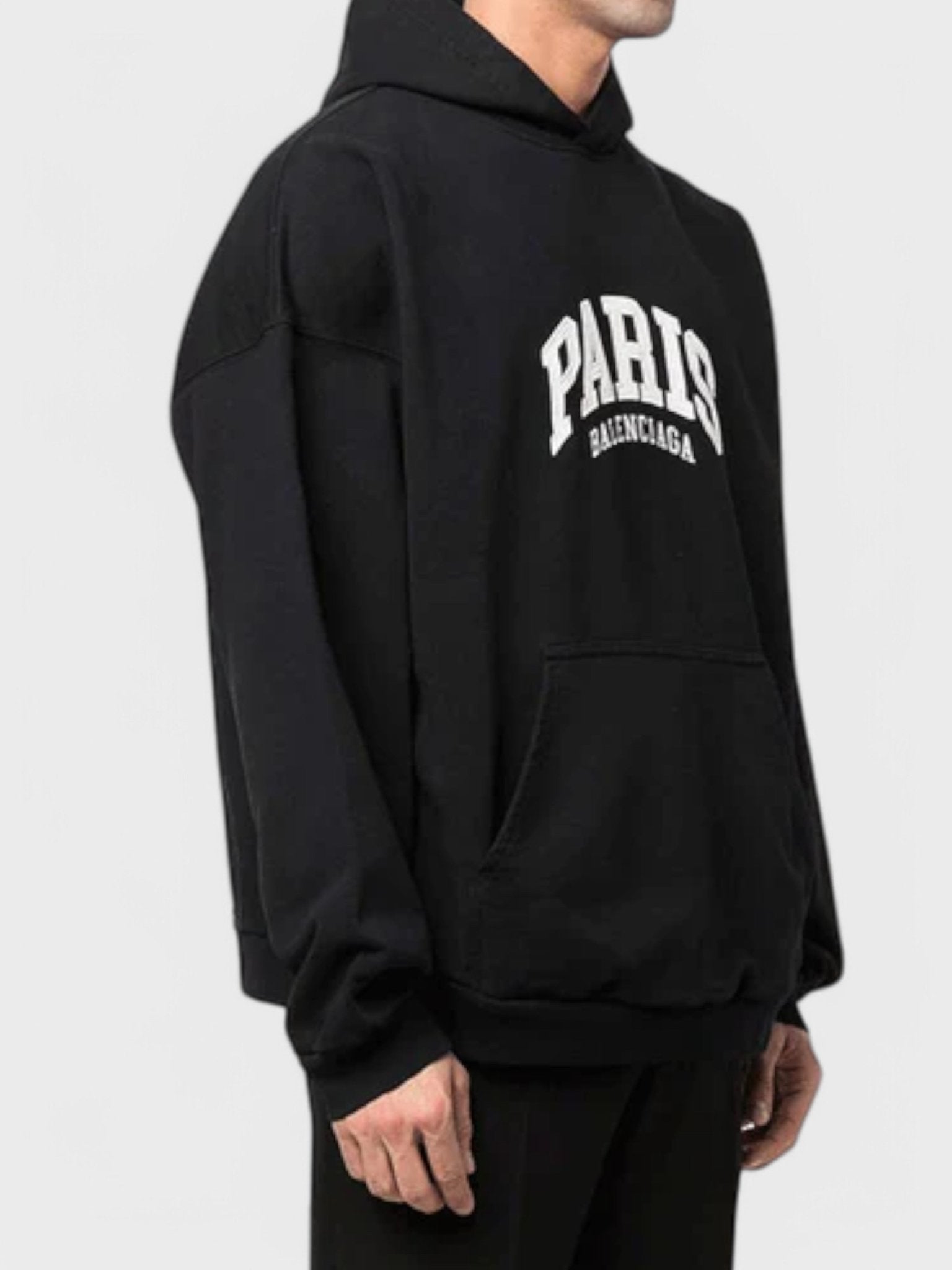 Balenciaga Paris Logo Wide Fit Hoodie Black - Supplied FashionBalenciaga