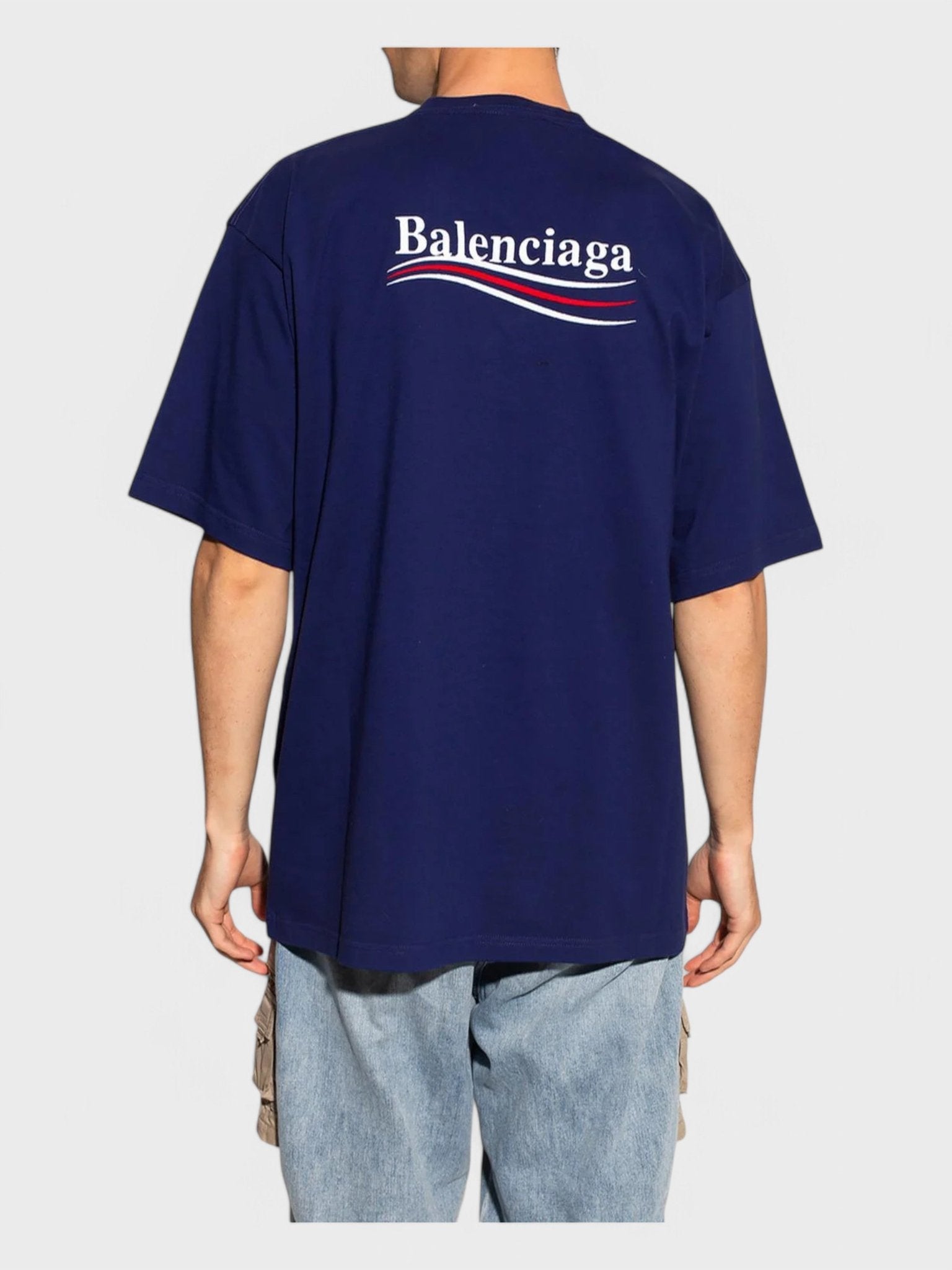 Balenciaga Political Campaign Logo Printed Crewneck T-Shirt Blue - Supplied FashionBalenciaga