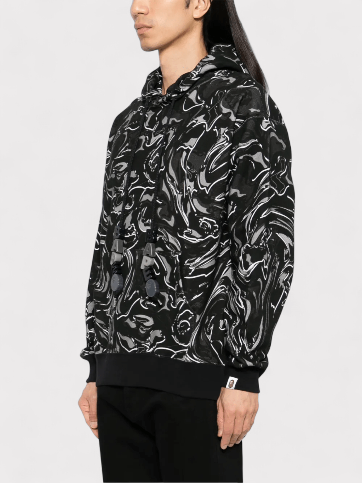 Bape Marble Graphic Print Hoodie Black - Supplied FashionBape
