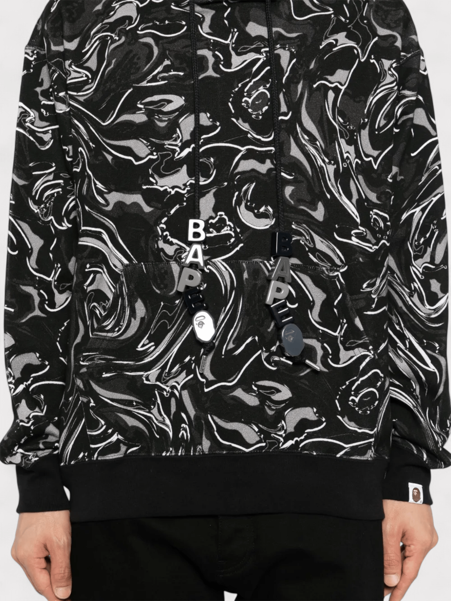 Bape Marble Graphic Print Hoodie Black - Supplied FashionBape